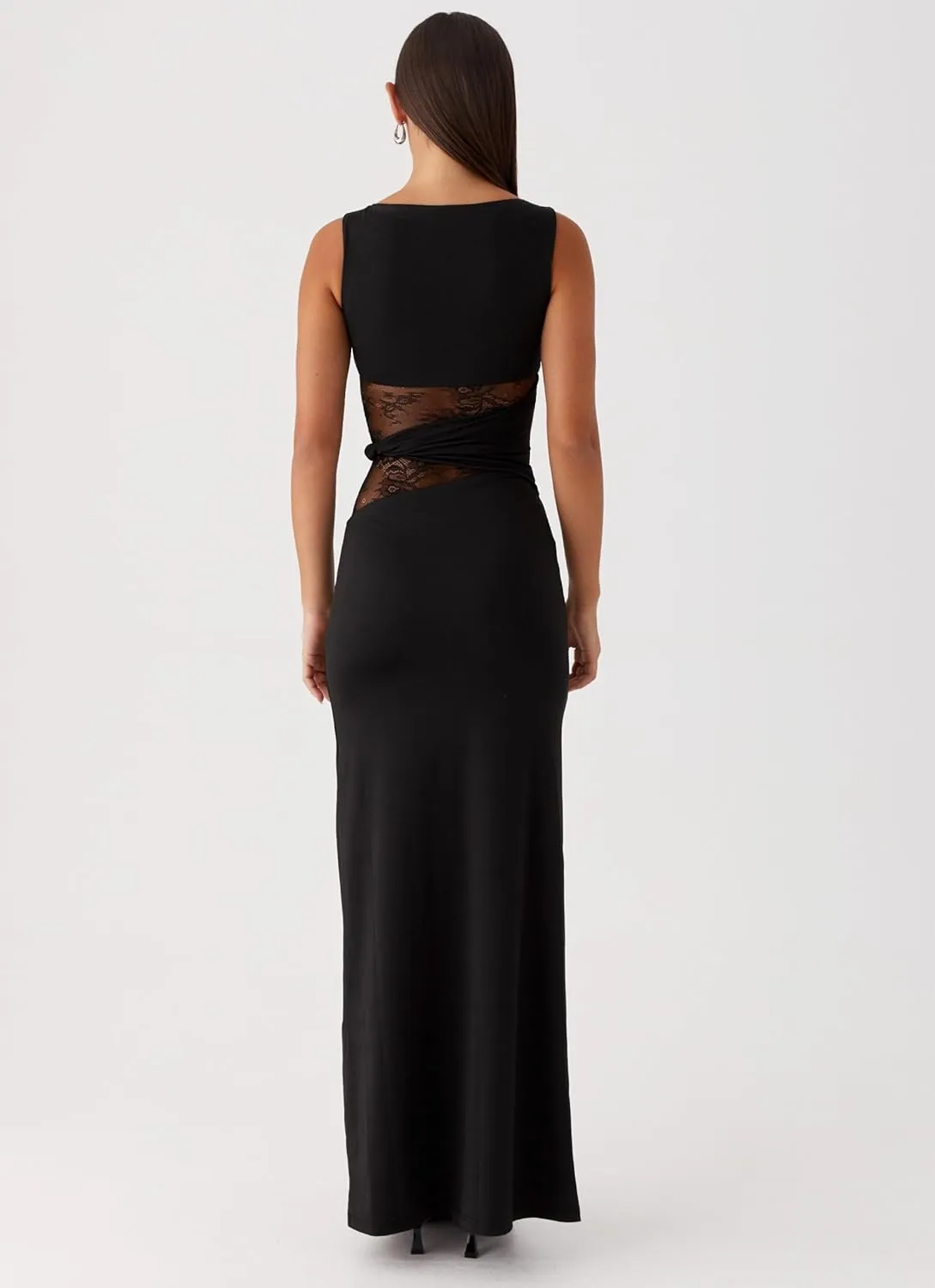 Meiweileya Elegant Bodycon Maxi Dresses for Women 2025 Backless Sleeveless Open Back Mesh Patchwork Cutout Tank Long Dress