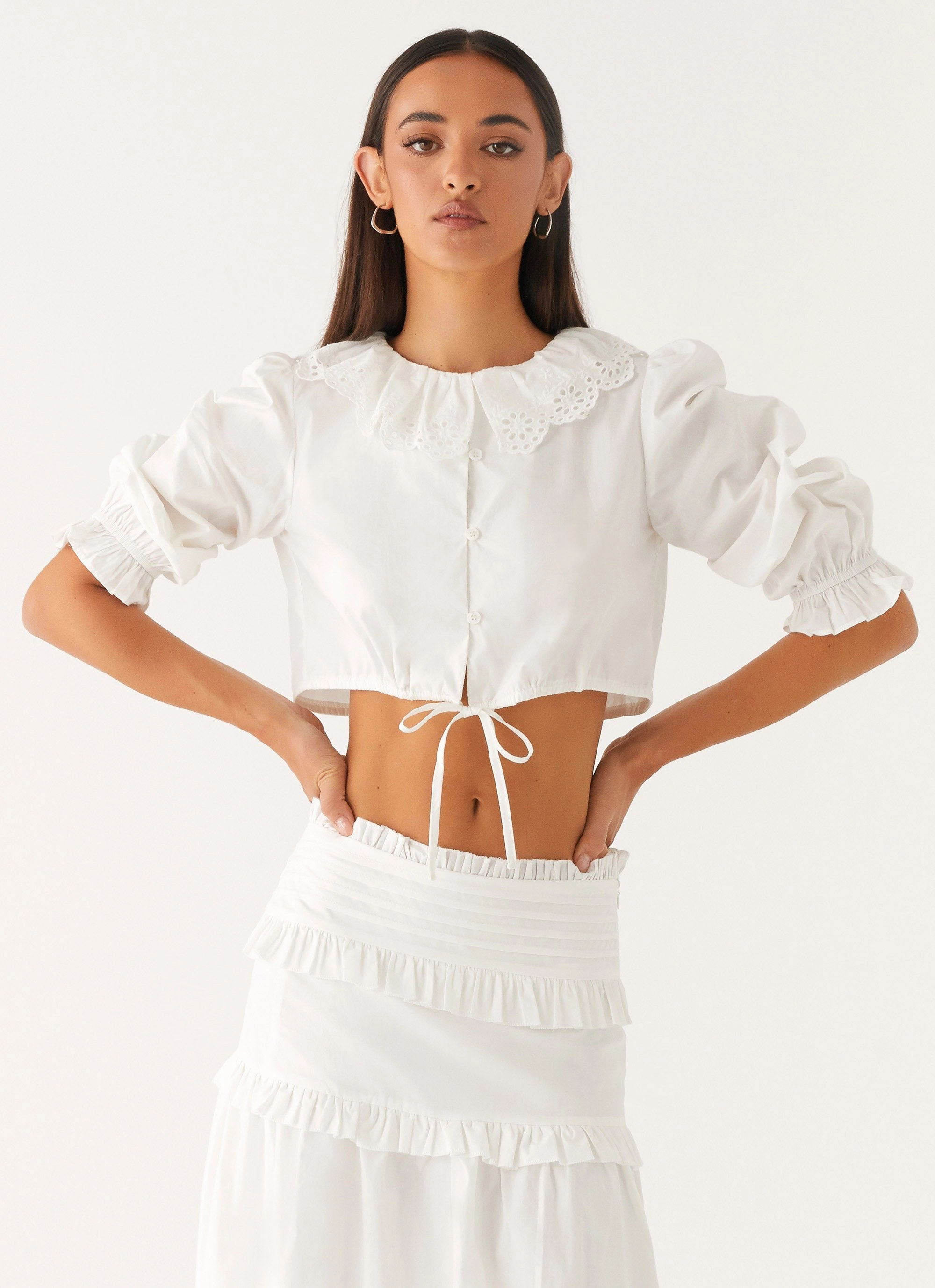 Melania Blouse - White Comfortable Wear MinimalistCut
