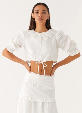 Melania Blouse - White ThumbholeCuff Melania Blouse - White Comfortable Wear MinimalistCut