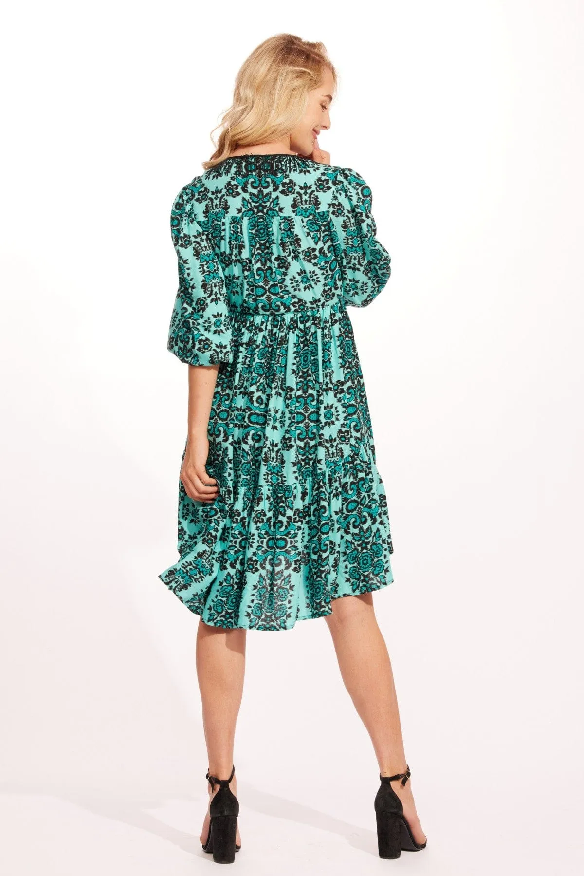 Melanie Dress - Mandala Teal warm tones Polished Motion