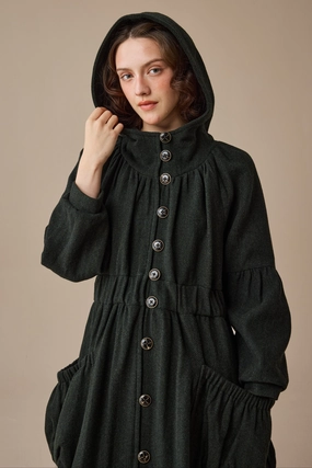 Melissa 28 |100% Wool Hooded Coat Cool Outfits Melissa 28 |100% Wool Hooded Coat FlexibleClosure Subtle Flow