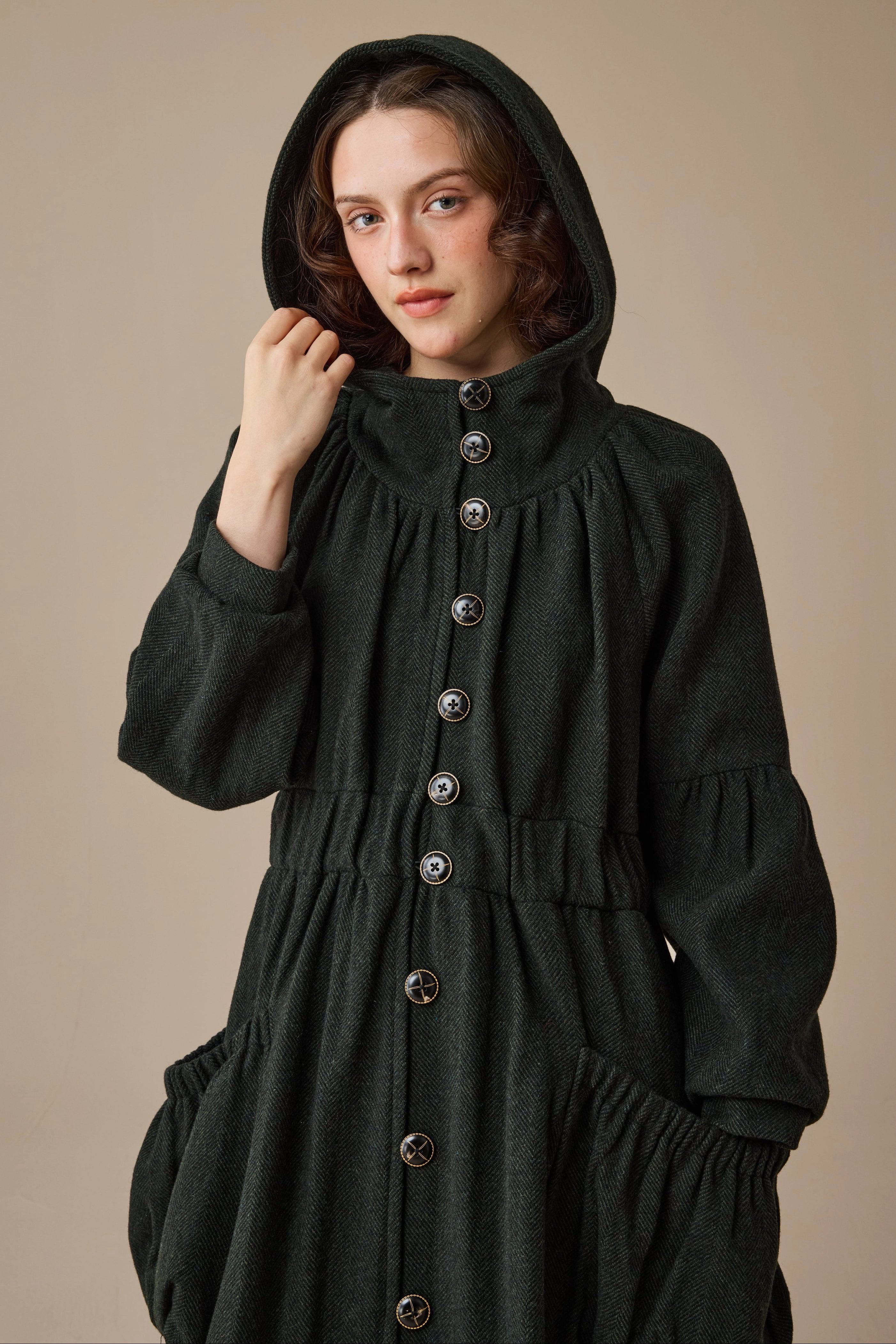 Versatile Comfort Layered Fabric Melissa 28 |100% Wool Hooded Coat