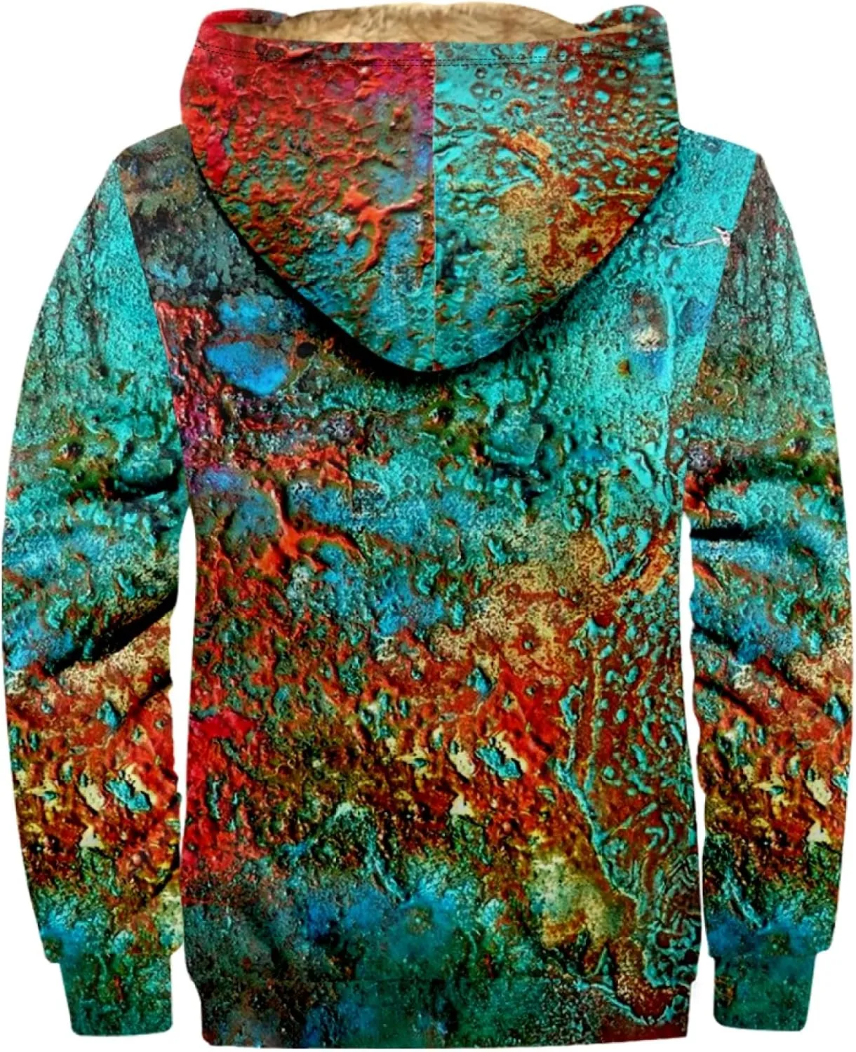 Men Coats Winter With Hood Fleece Lined Zipper Coat Heated Oversized Graphic Sport Jacket
