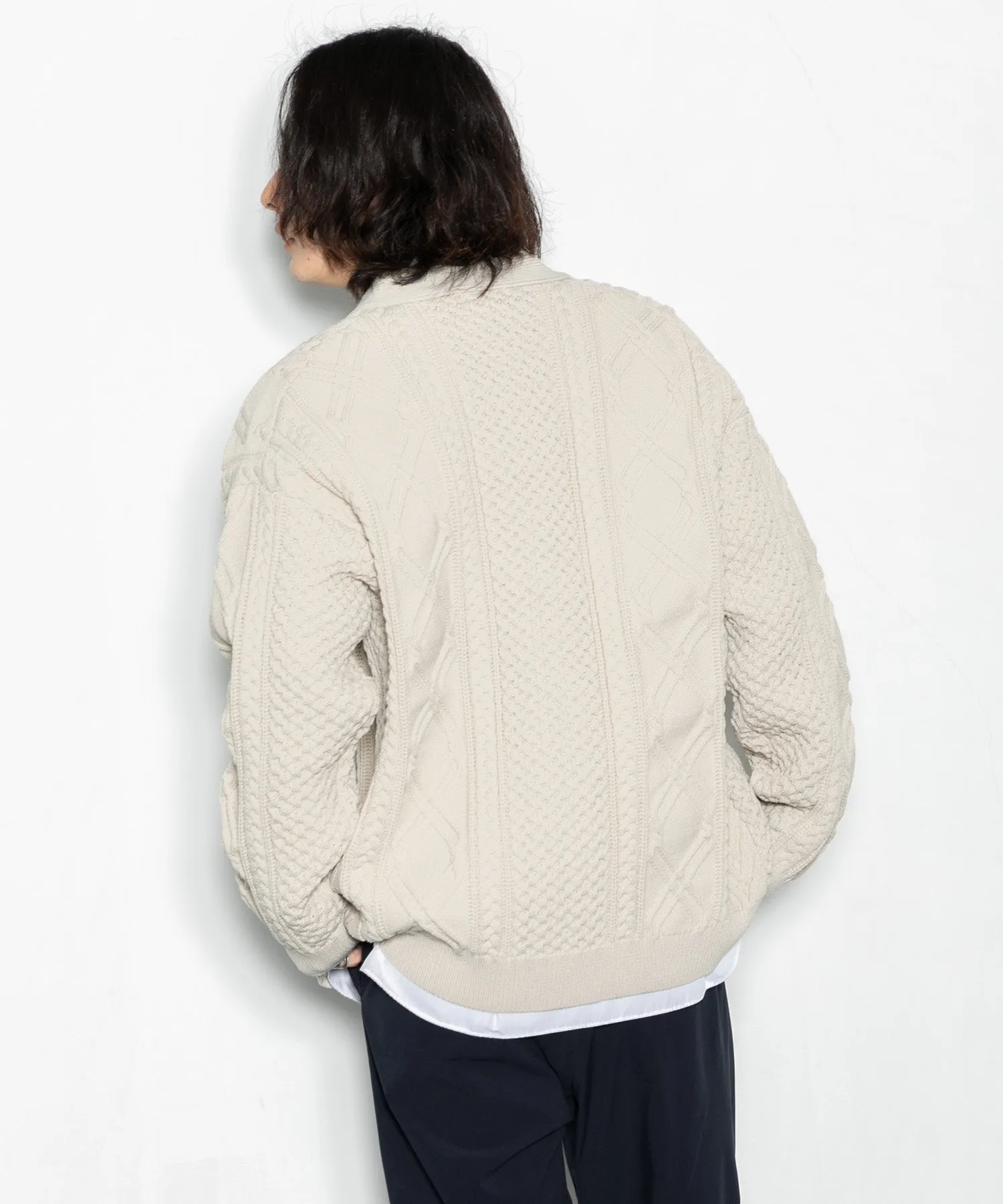 【MEN】アランケーブルニットカーディガン
