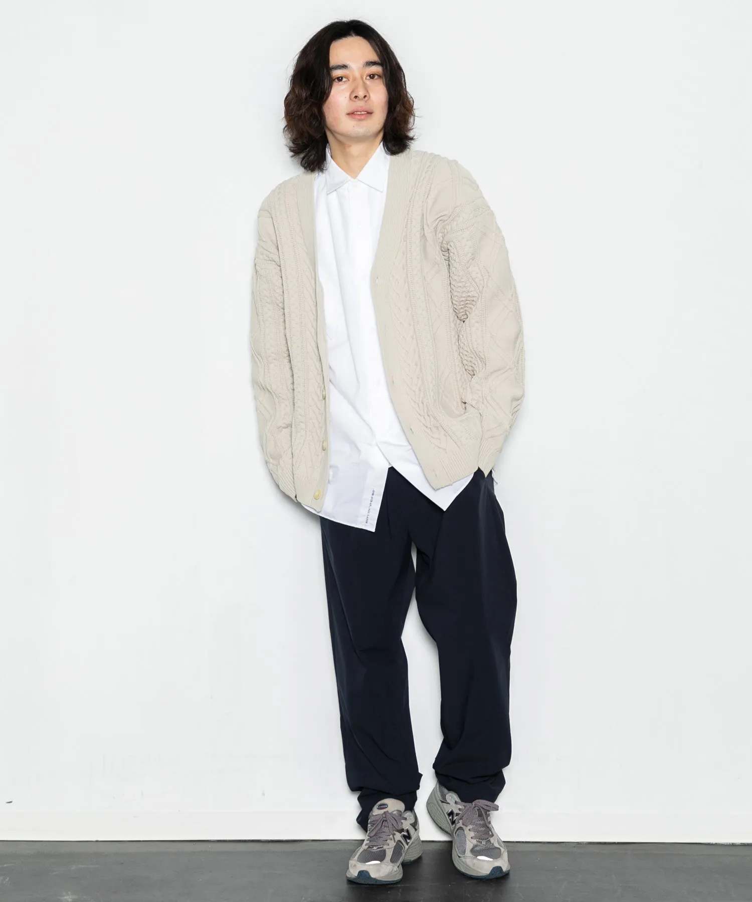 【MEN】アランケーブルニットカーディガン