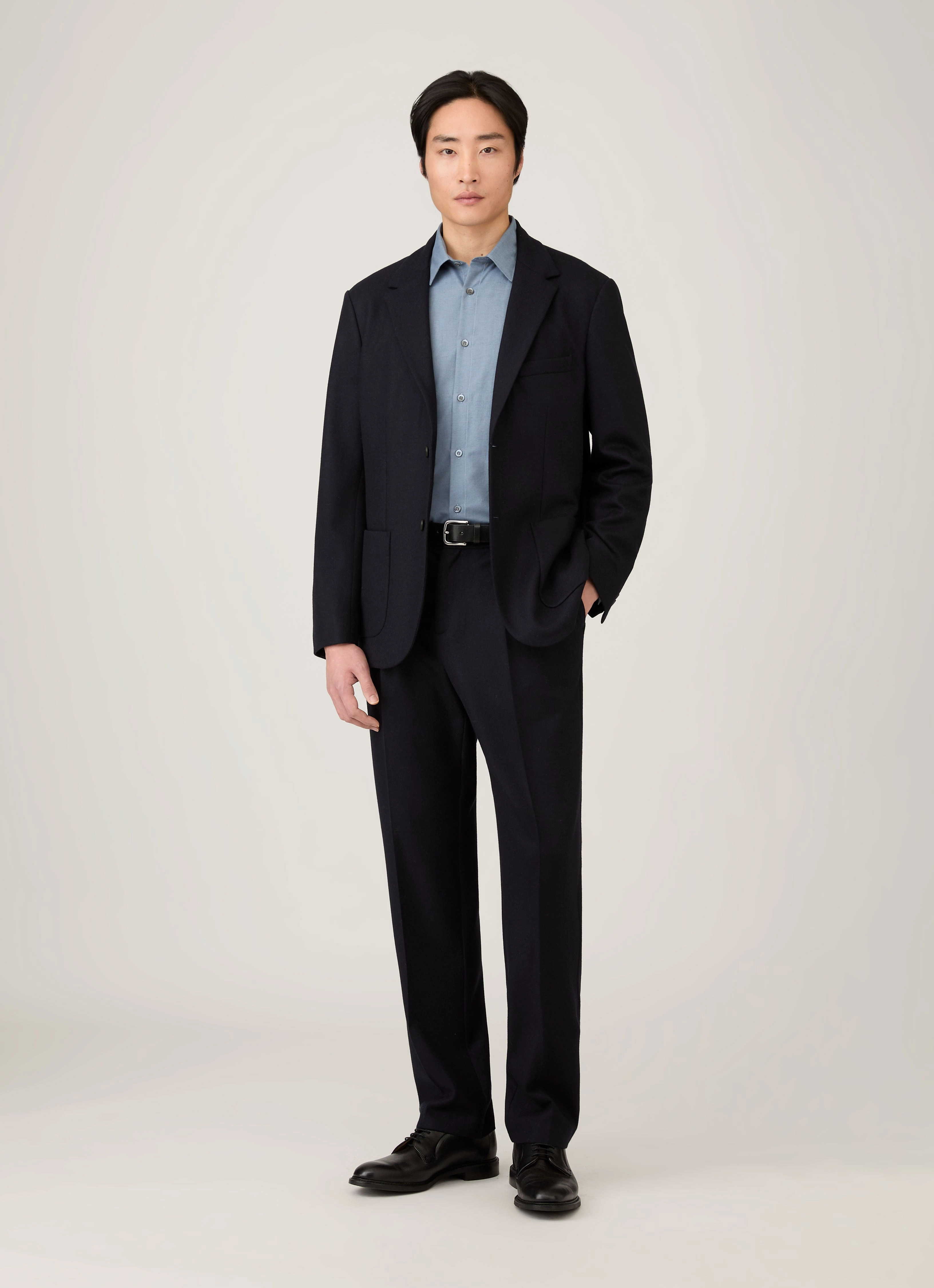 Men's Boiled Wool Blazer in Navy Compressed Packaging
