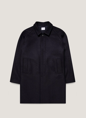 Men's Boiled Wool Car Coat in Navy Beaded accent Men's Boiled Wool Car Coat in Navy Premium Layer neutral - colored
