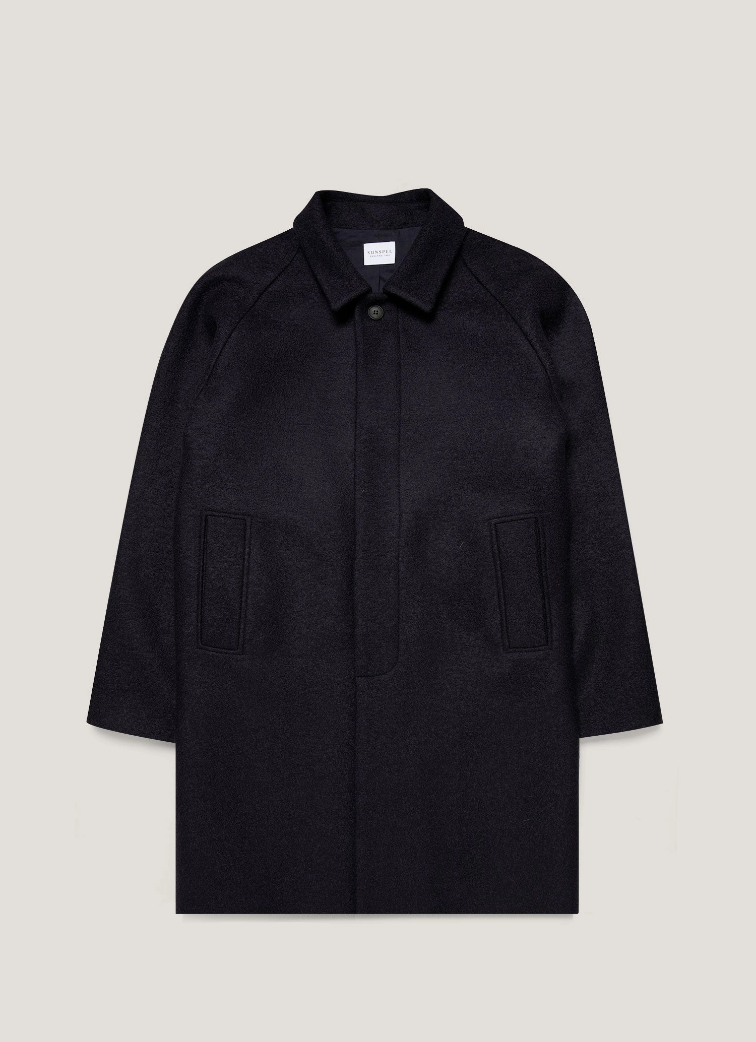 Men's Boiled Wool Car Coat in Navy Premium Layer neutral - colored
