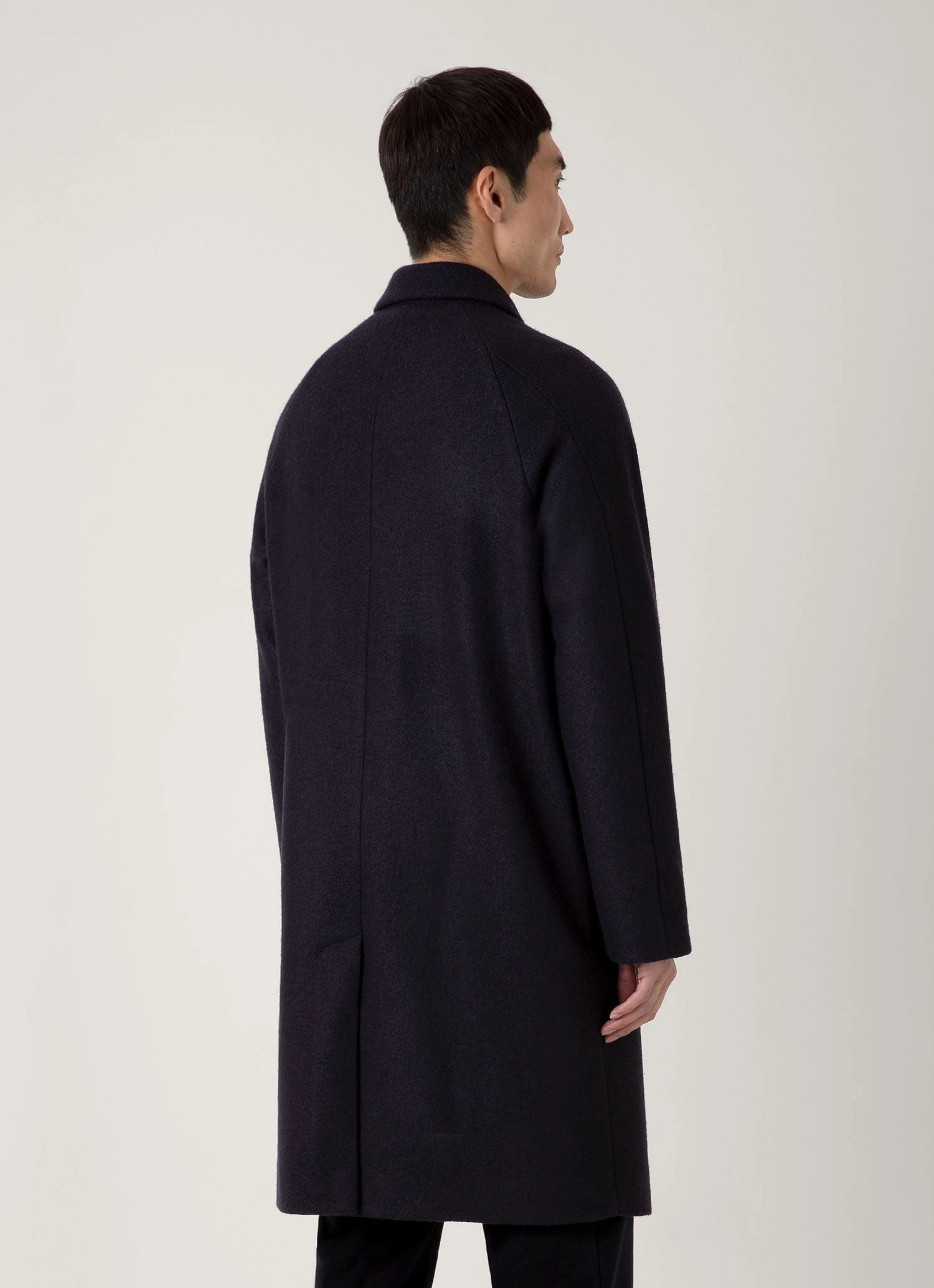 History Tailored Silhouette Men's Boiled Wool Car Coat in Navy