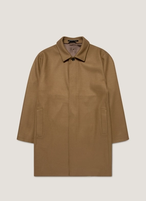 Men's Boiled Wool Coat in Mole Scrapbook Four Way Stretch Material Flexible Hood Men's Boiled Wool Coat in Mole
