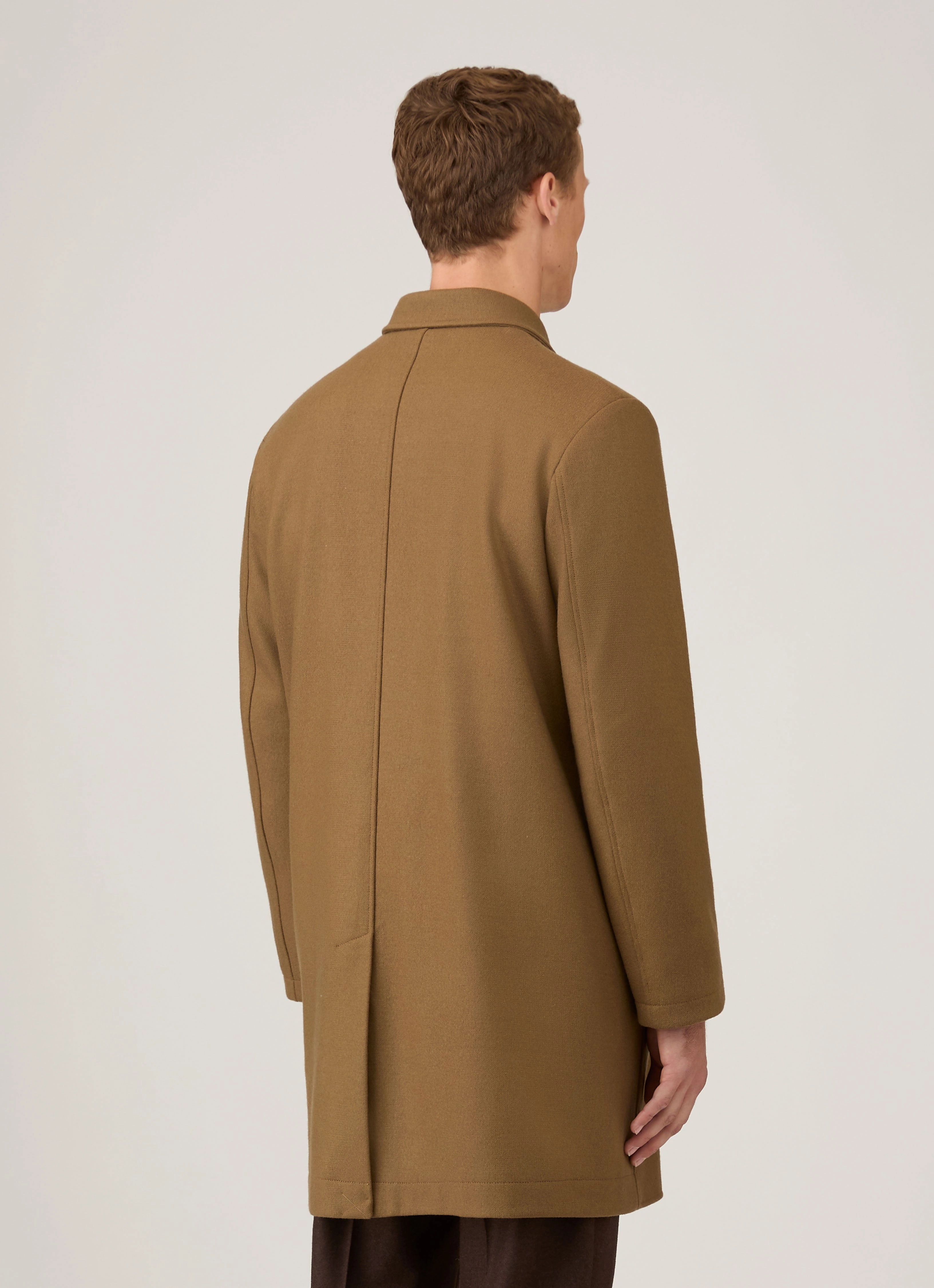 Men's Boiled Wool Coat in Mole Layer Ready
