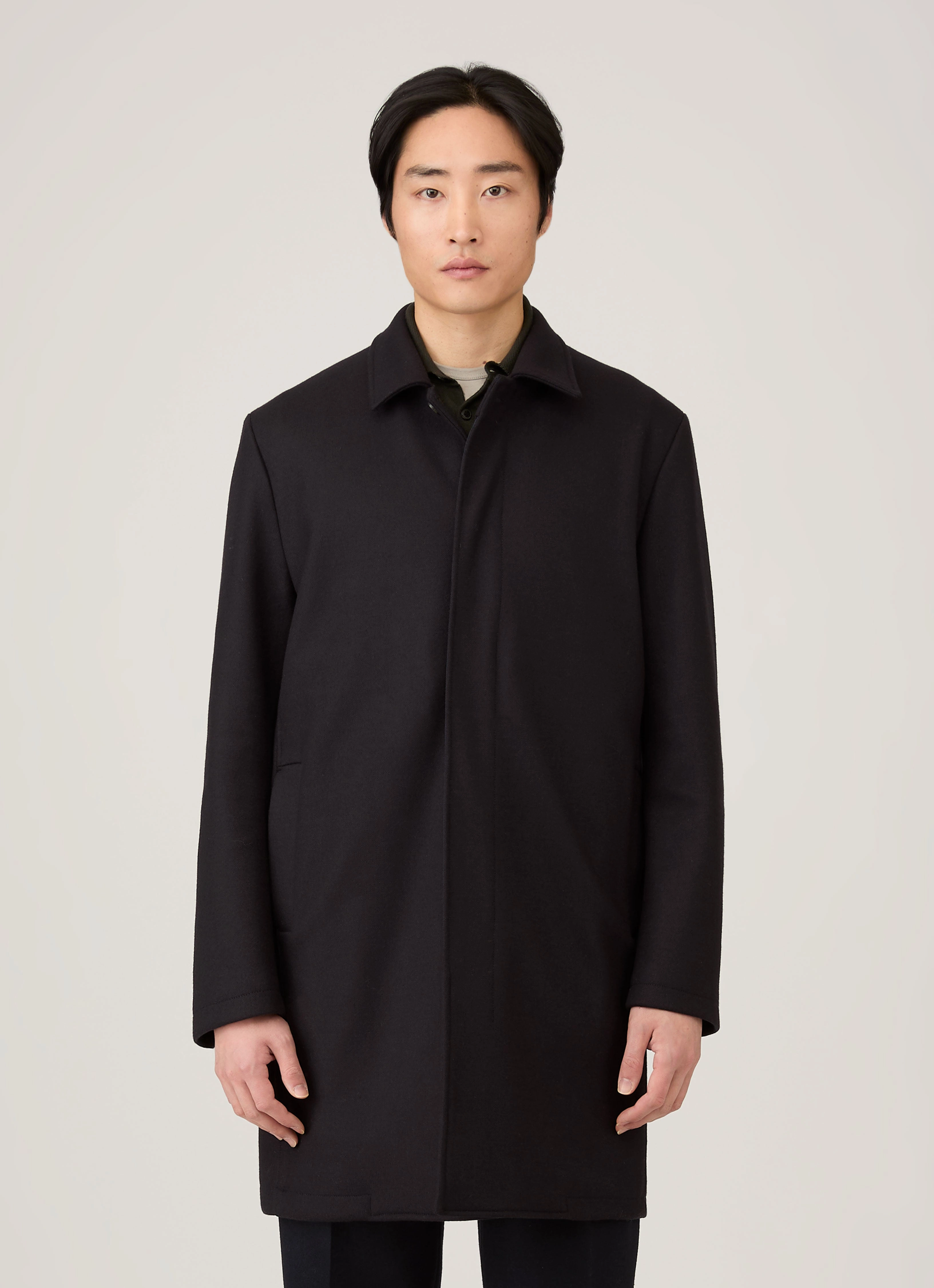 Men's Boiled Wool Coat in Navy Fashionable