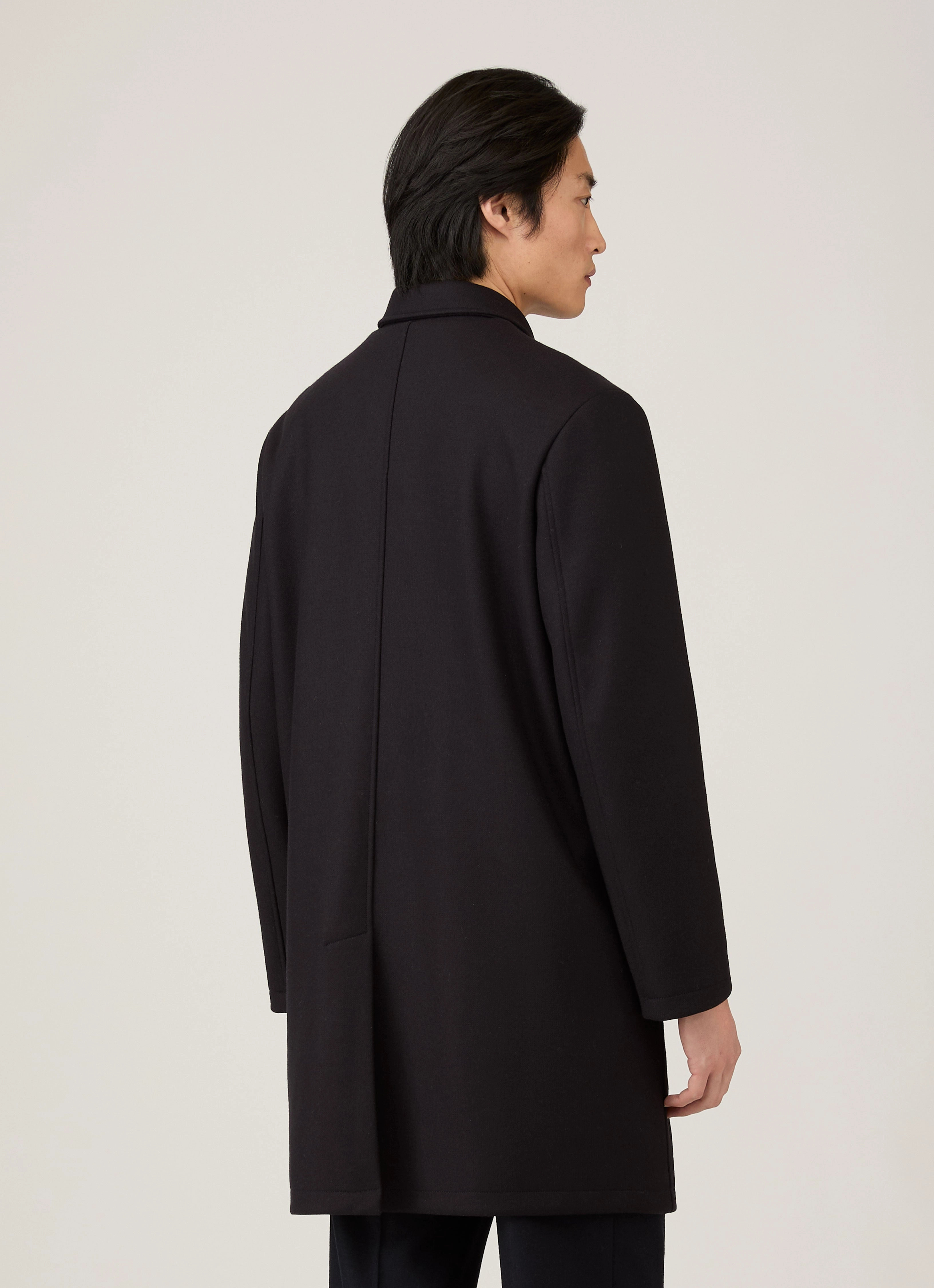 Men's Boiled Wool Coat in Navy Lipstick