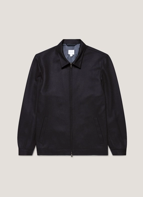Men's Boiled Wool Harrington Jacket in Navy Signature looks Men's Boiled Wool Harrington Jacket in Navy Insulated Interior Seamless Seams