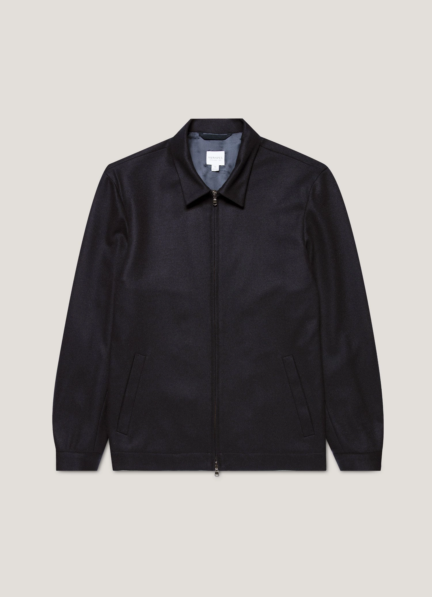 Men's Boiled Wool Harrington Jacket in Navy Insulated Interior Seamless Seams