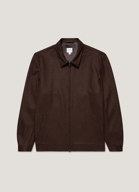 Men's Boiled Wool Harrington Jacket in Truffle Texture combination Breathable Mesh Panels Men's Boiled Wool Harrington Jacket in Truffle