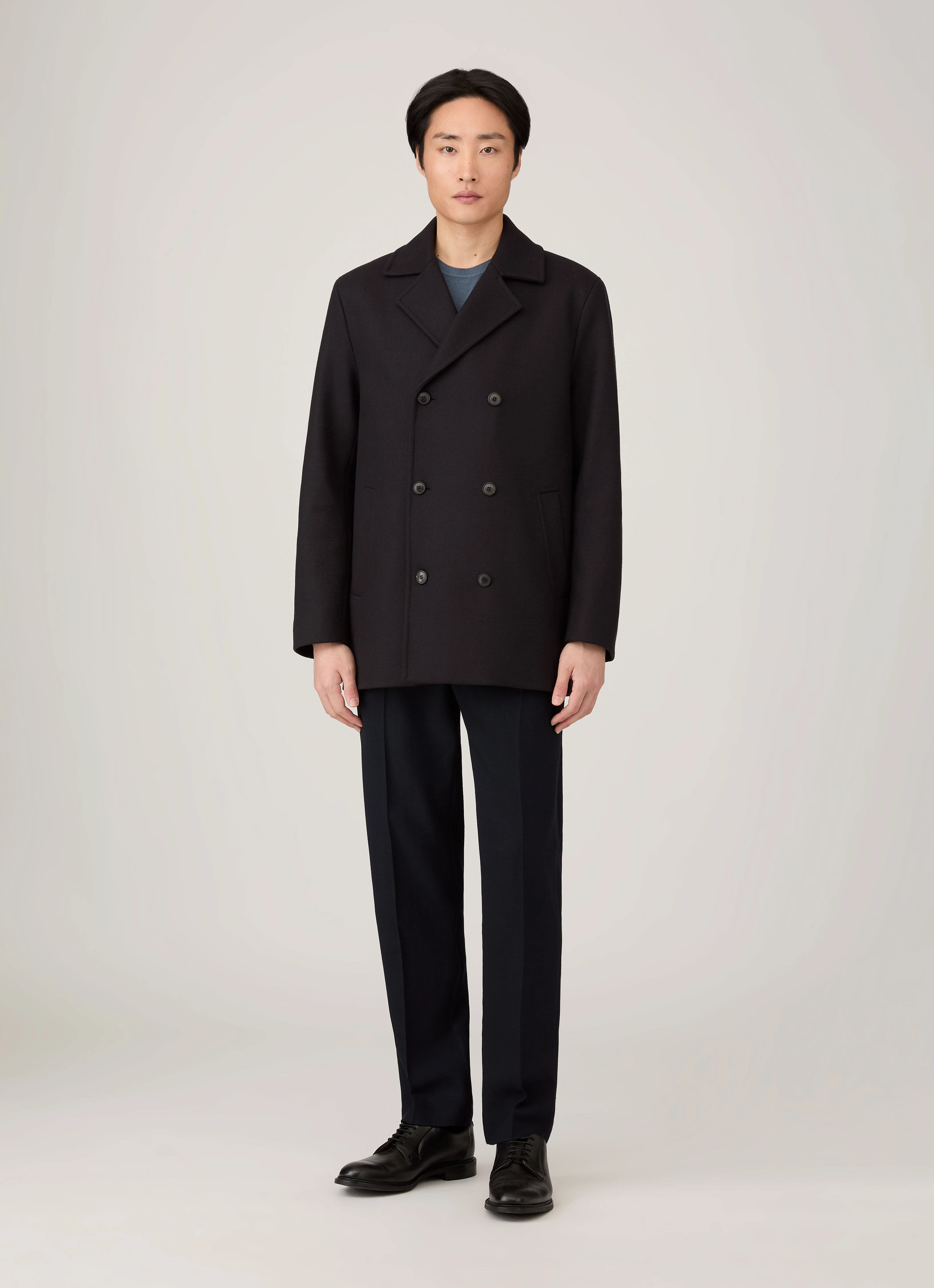 Men's Boiled Wool Pea Coat in Navy Reservation