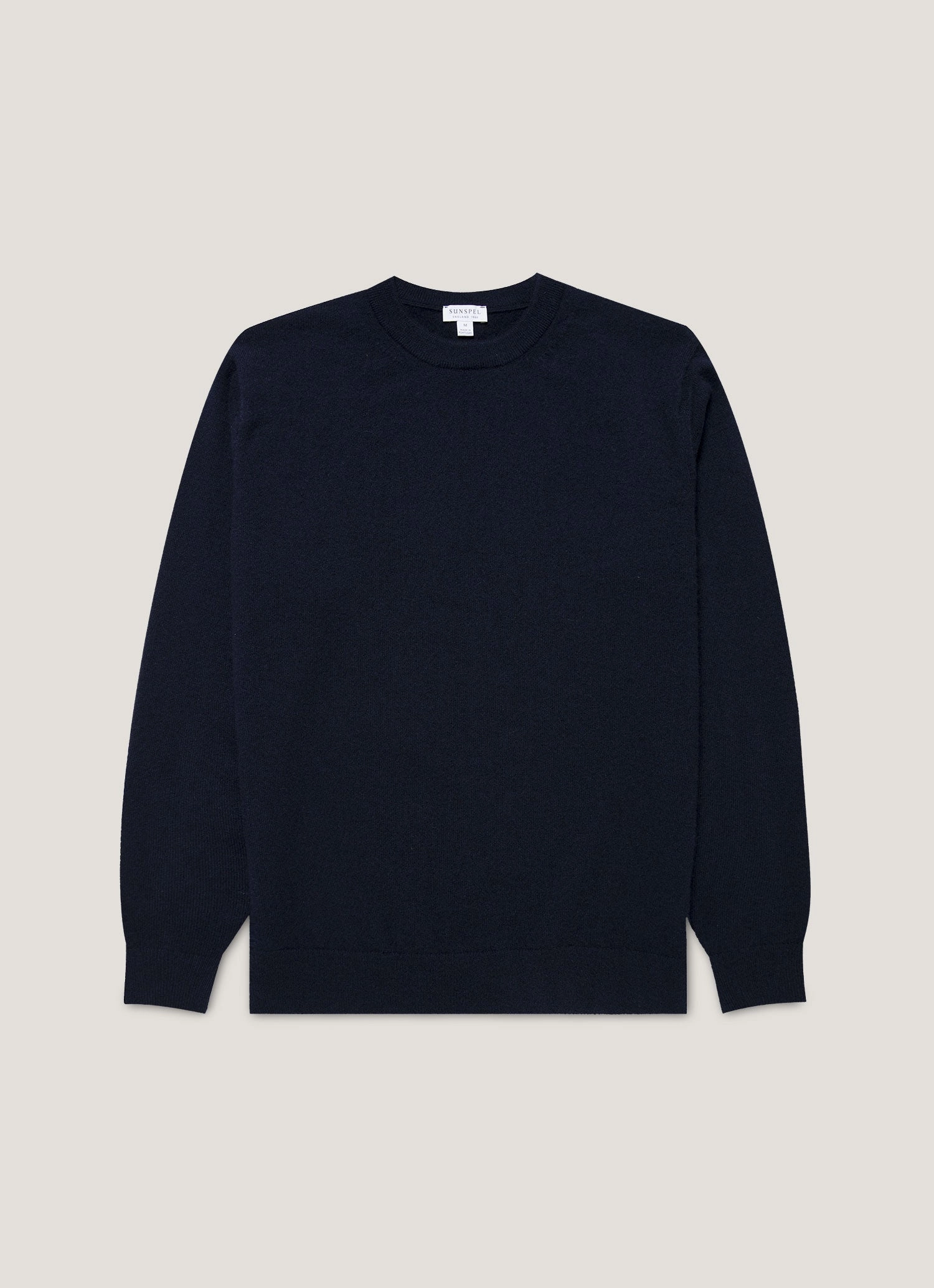 Men's Cashmere Crew Neck Jumper in Navy Cold Warmth Durable Blends