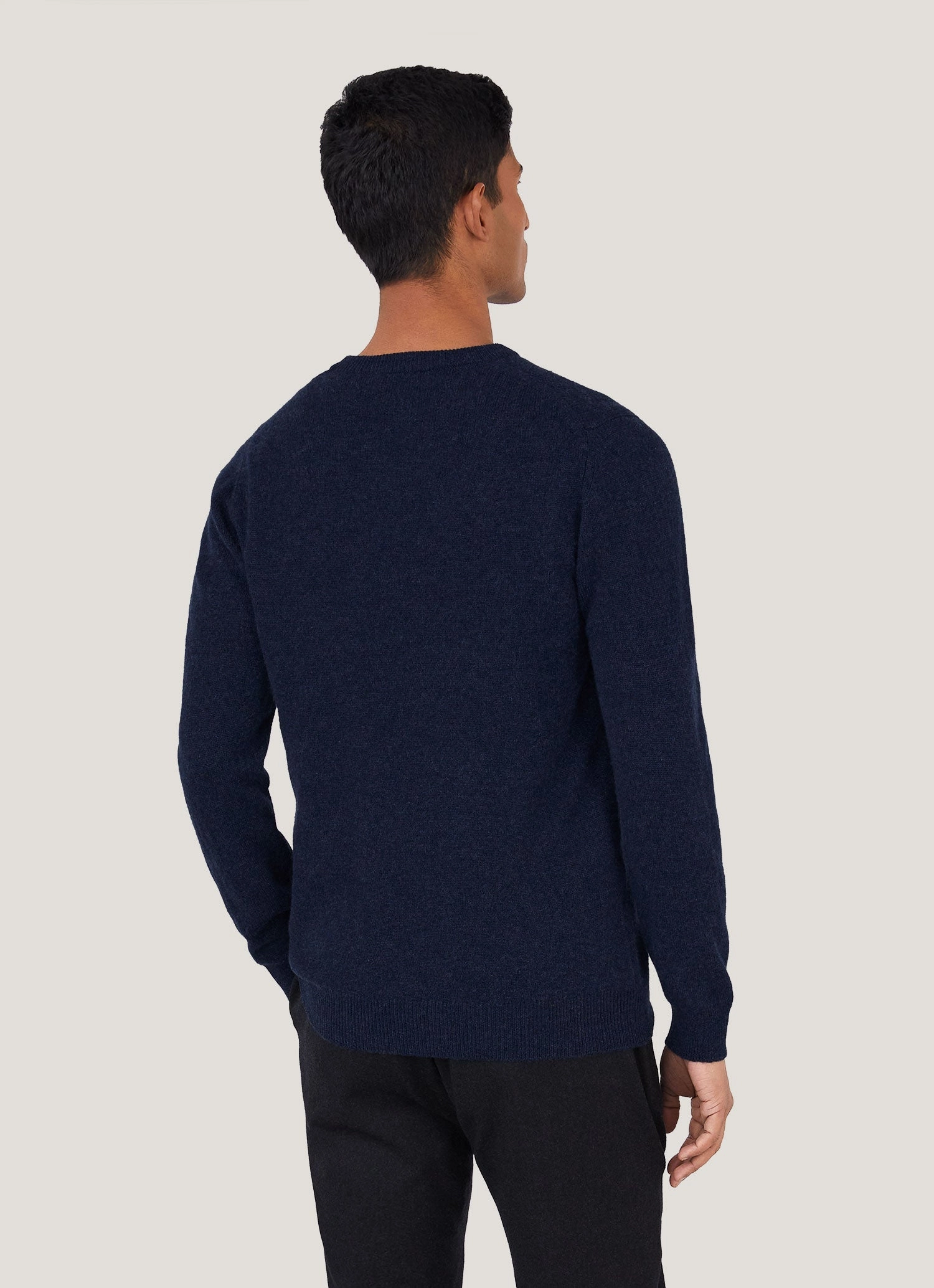 Men's Cashmere Crew Neck Jumper in Navy Melange Airflow Optimized Warm Fabric