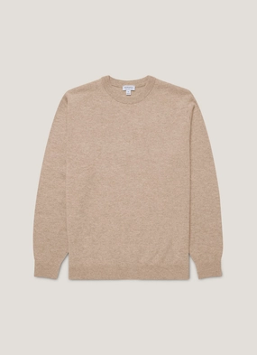 Multi Look All Day Men's Cashmere Crew Neck Jumper in Oatmeal Melange