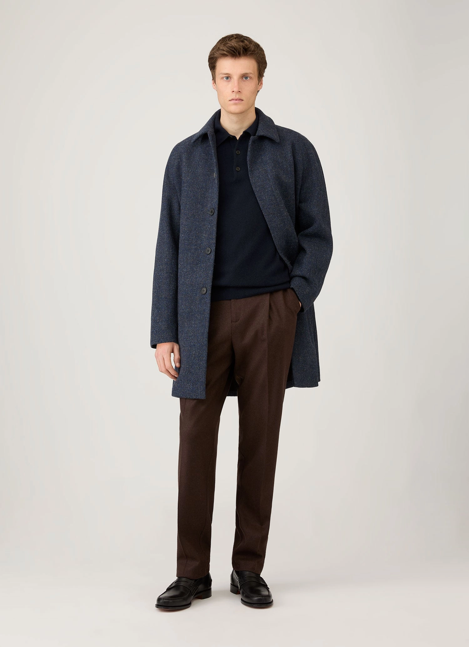 Men's Cashmere Polo Shirt in Navy Easy Layering