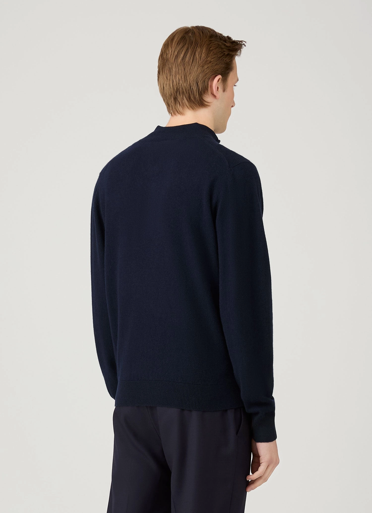 Men's Cashmere Zip Neck Jumper in Navy Classic Warmth