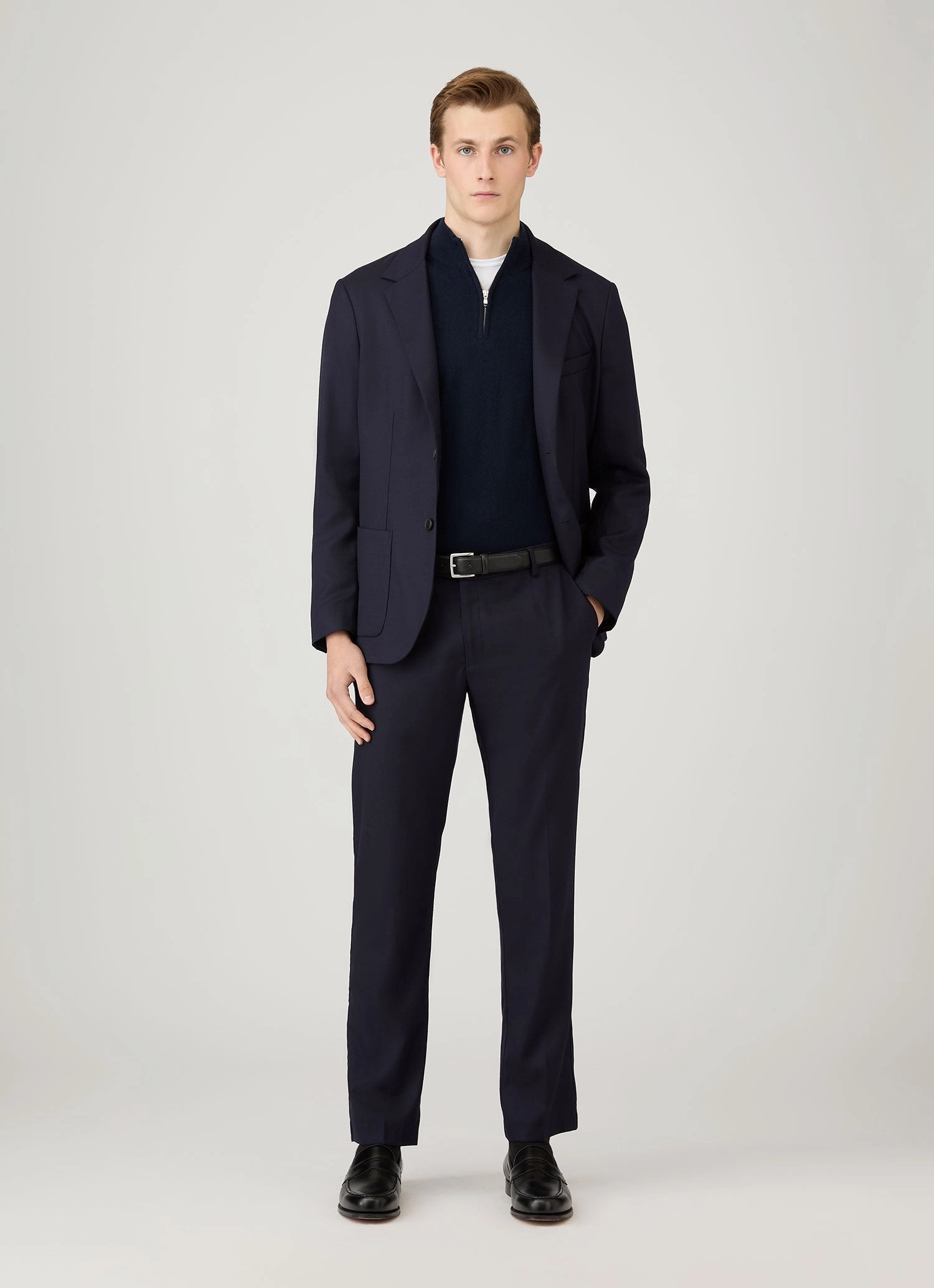 Men's Cashmere Zip Neck Jumper in Navy Day Wear