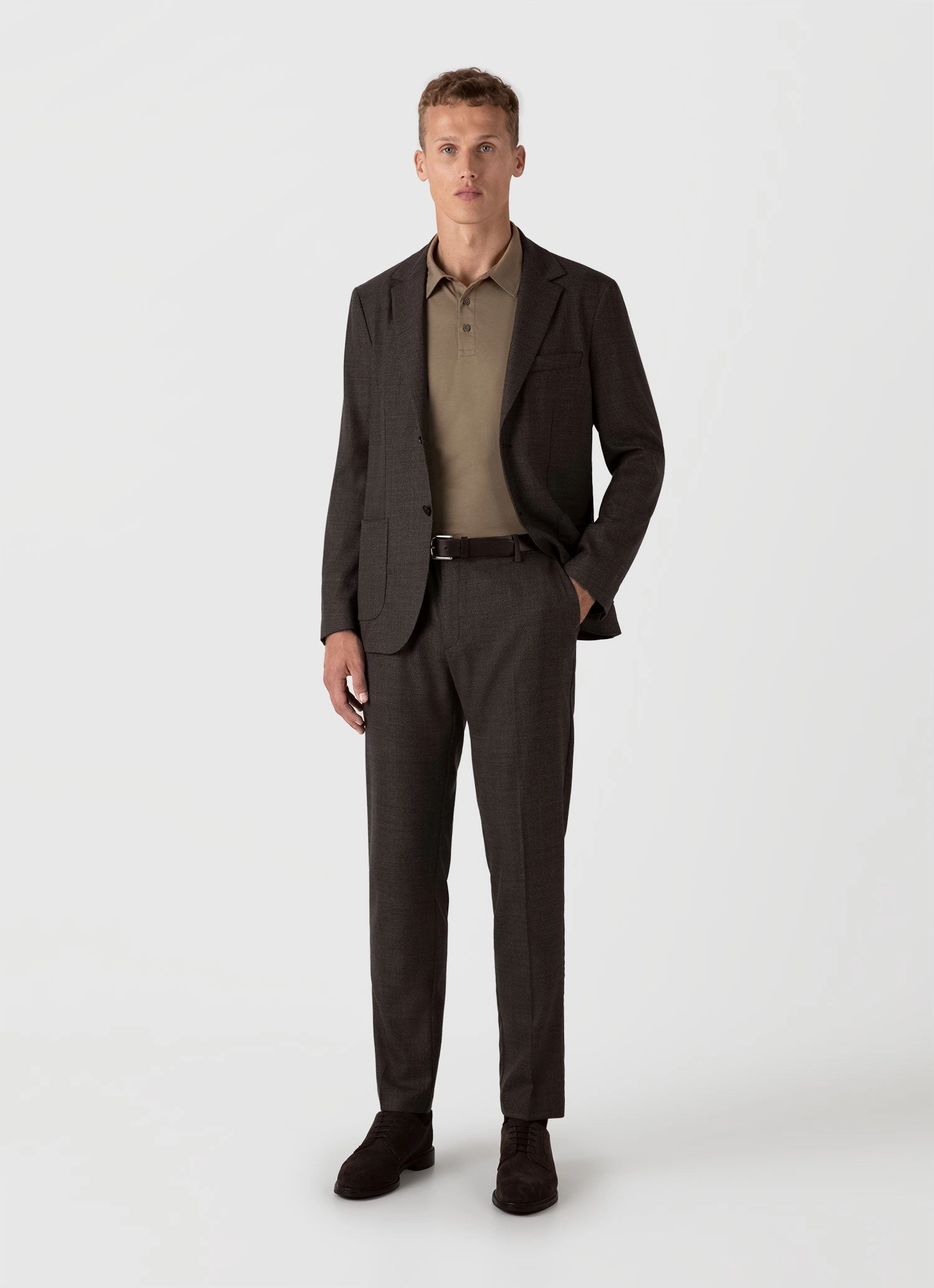 Men's Classic Jersey Polo Shirt in Dark Stone Lightweight Design Stylish Collar