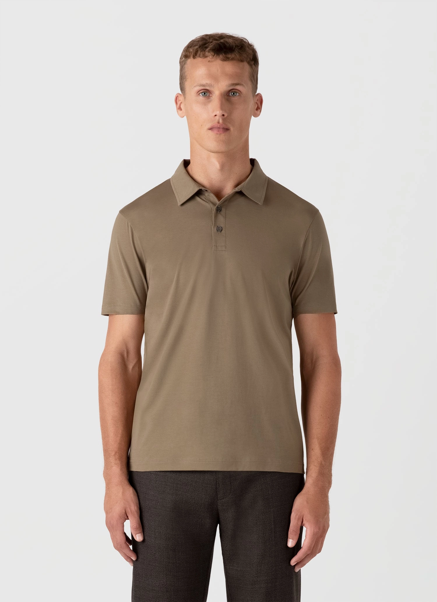 Men's Classic Jersey Polo Shirt in Dark Stone Comfortable Layering