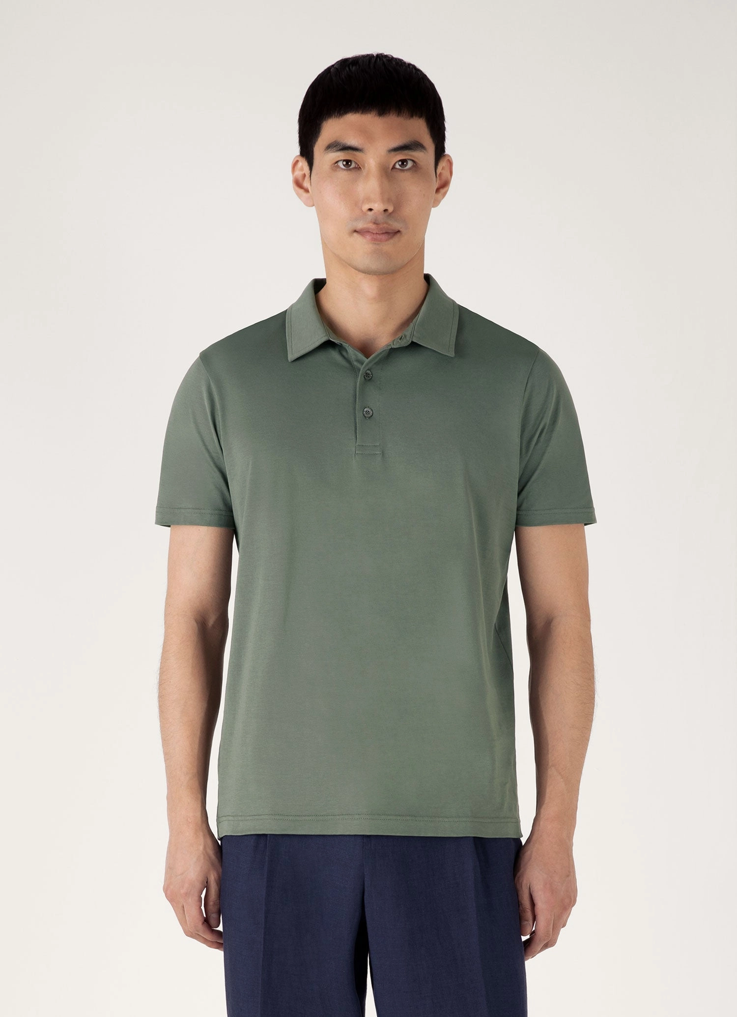 Men's Classic Jersey Polo Shirt in Dusk Green Comfortable Essentials