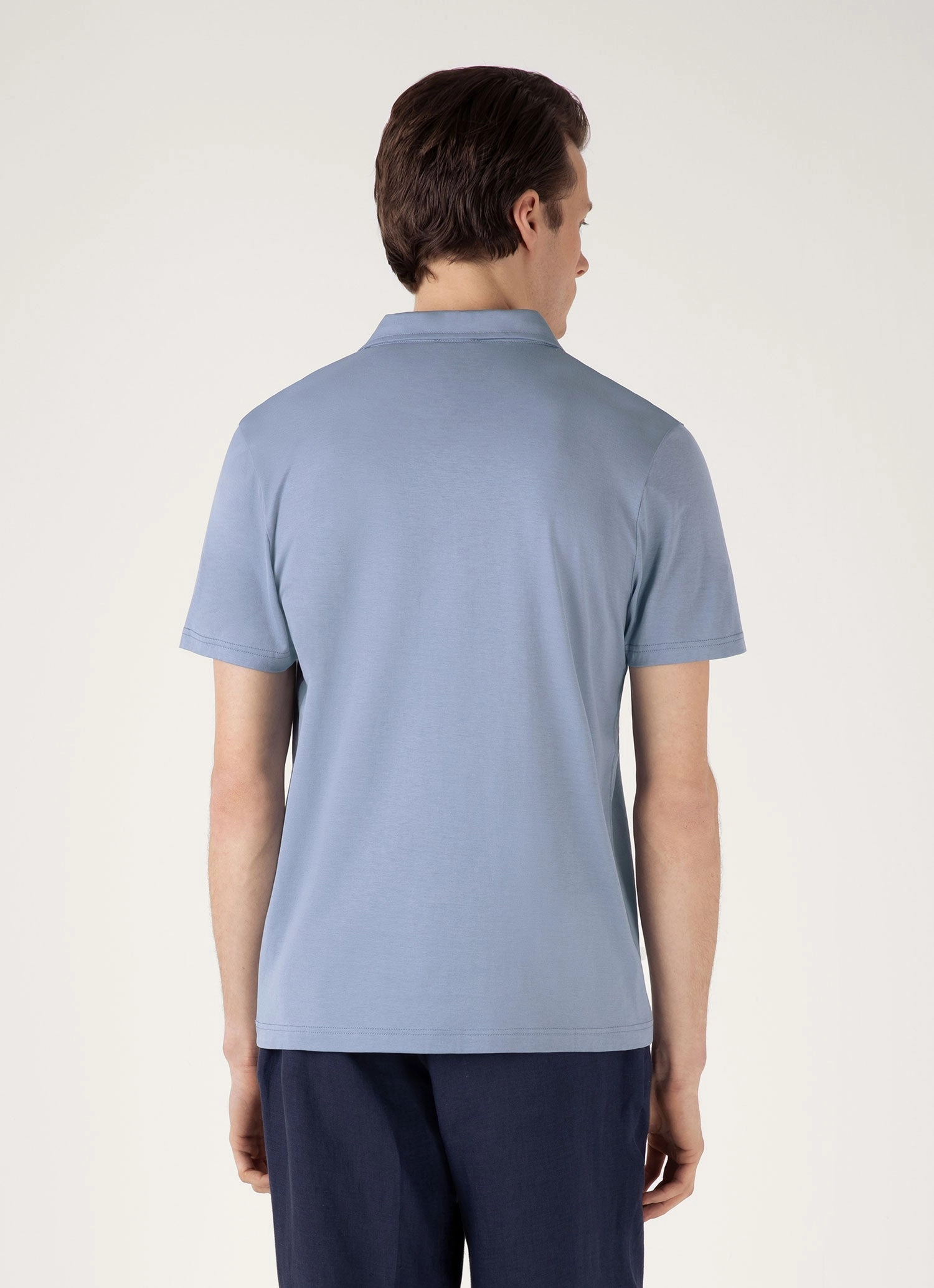 TemperatureRegulating Layer Stylish Neckline Men's Classic Jersey Polo Shirt in Vintage Blue