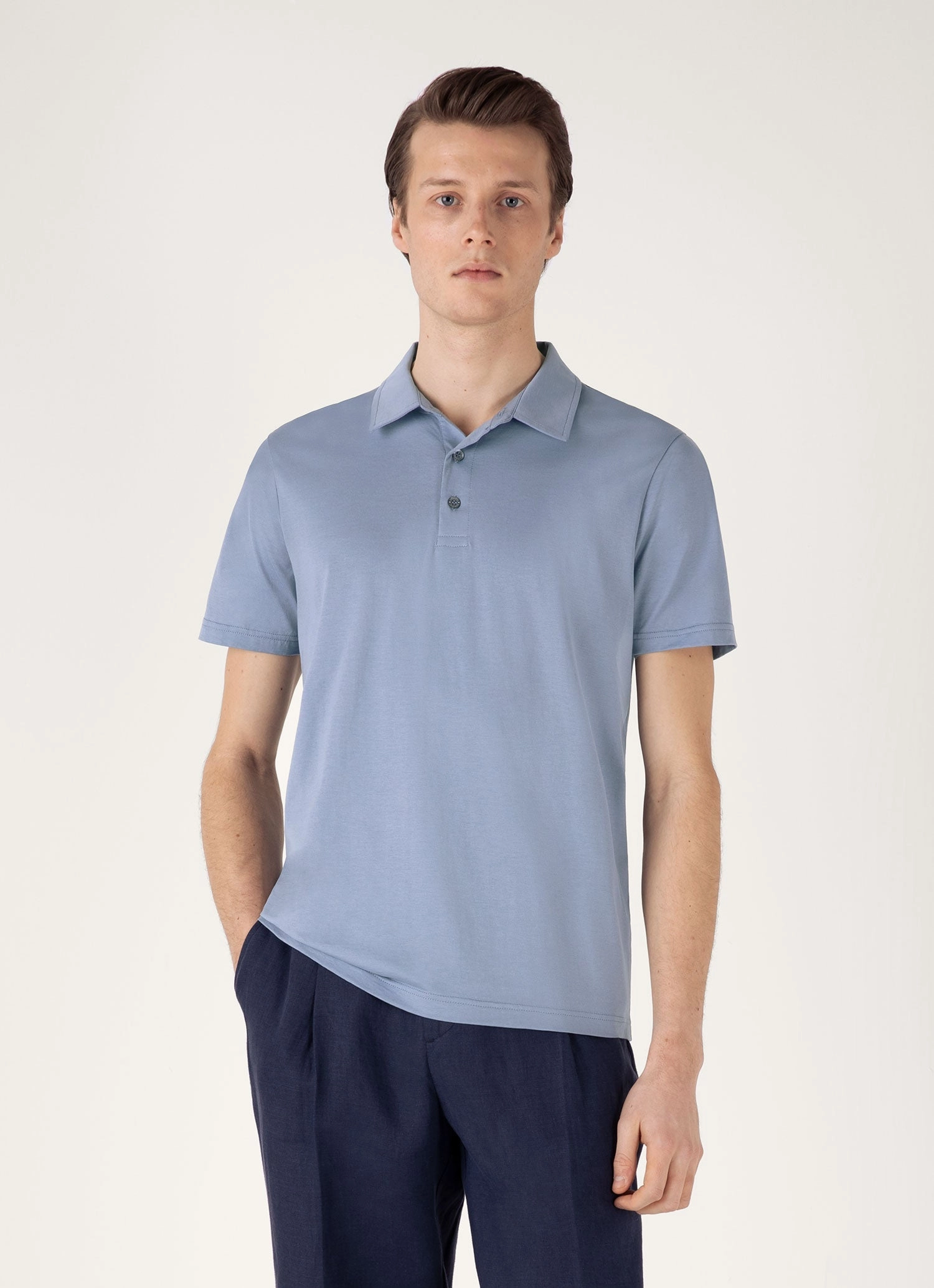 Cool Comfort Men's Classic Jersey Polo Shirt in Vintage Blue