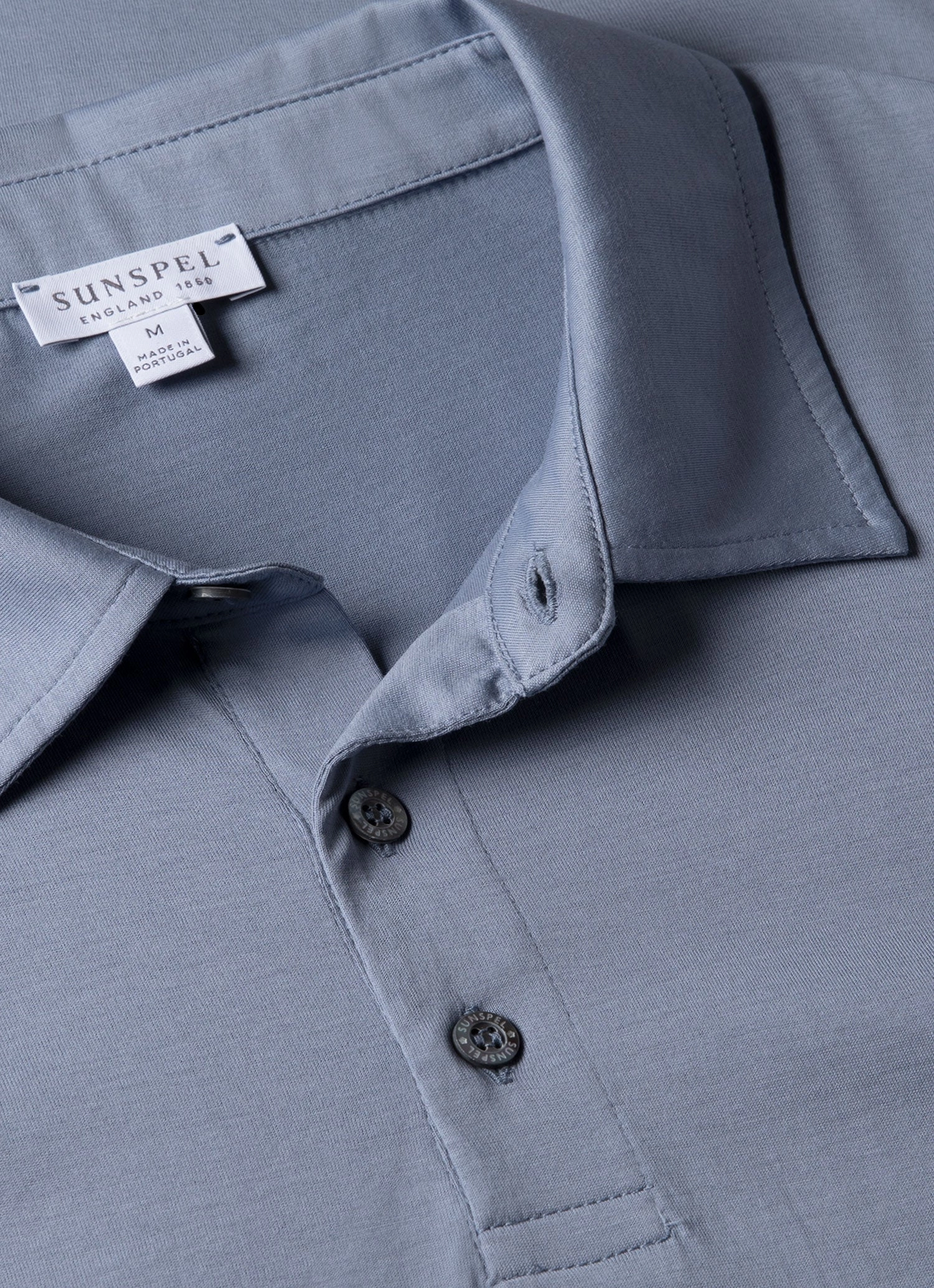 Durable Ribbed Cuffs Men's Classic Jersey Polo Shirt in Vintage Blue