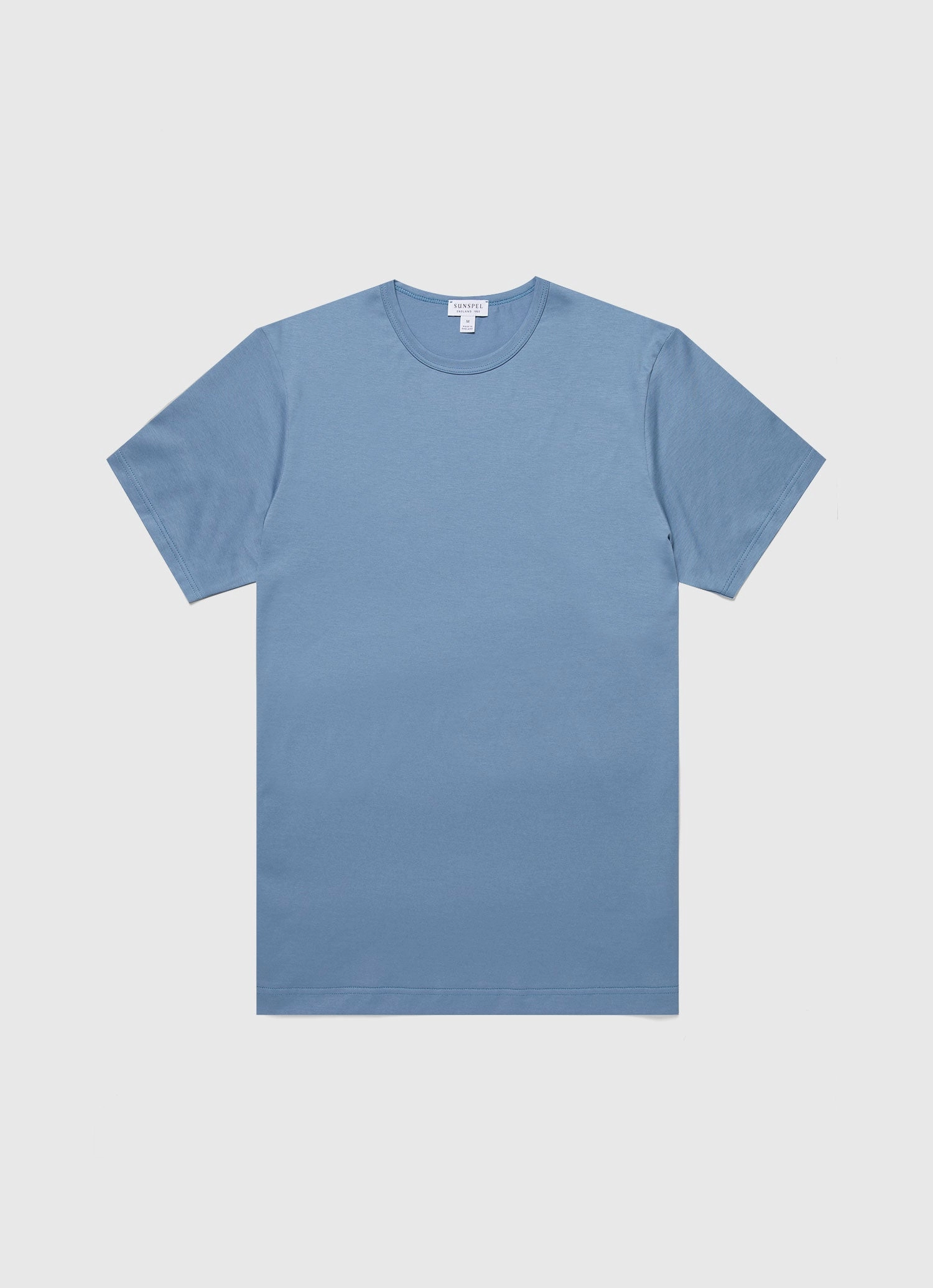 Men's Classic T-shirt in Como Blue Tagless Comfort Wide Neck Opening