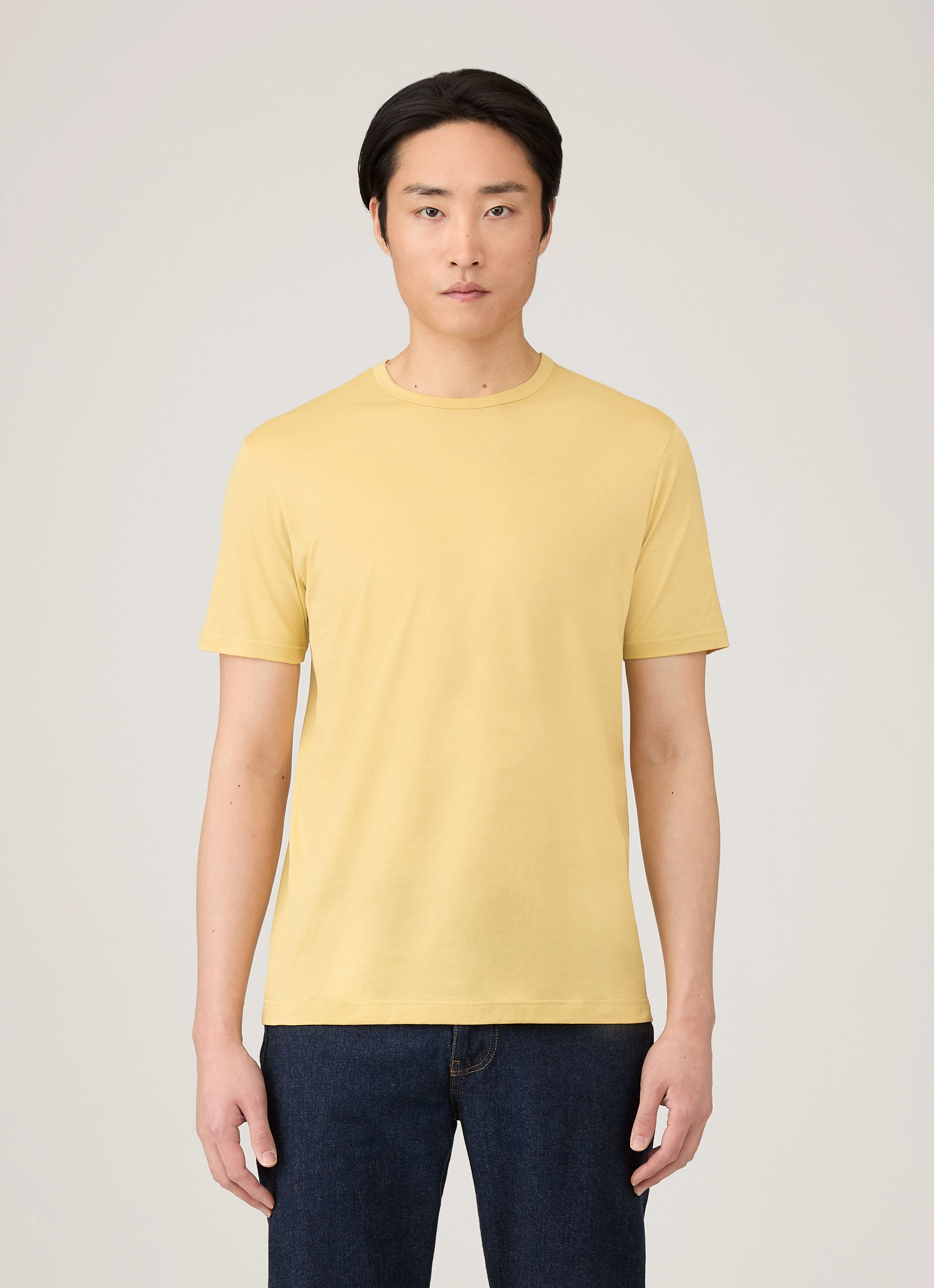 Boat Neck Men's Classic T-shirt in Dusty Yellow