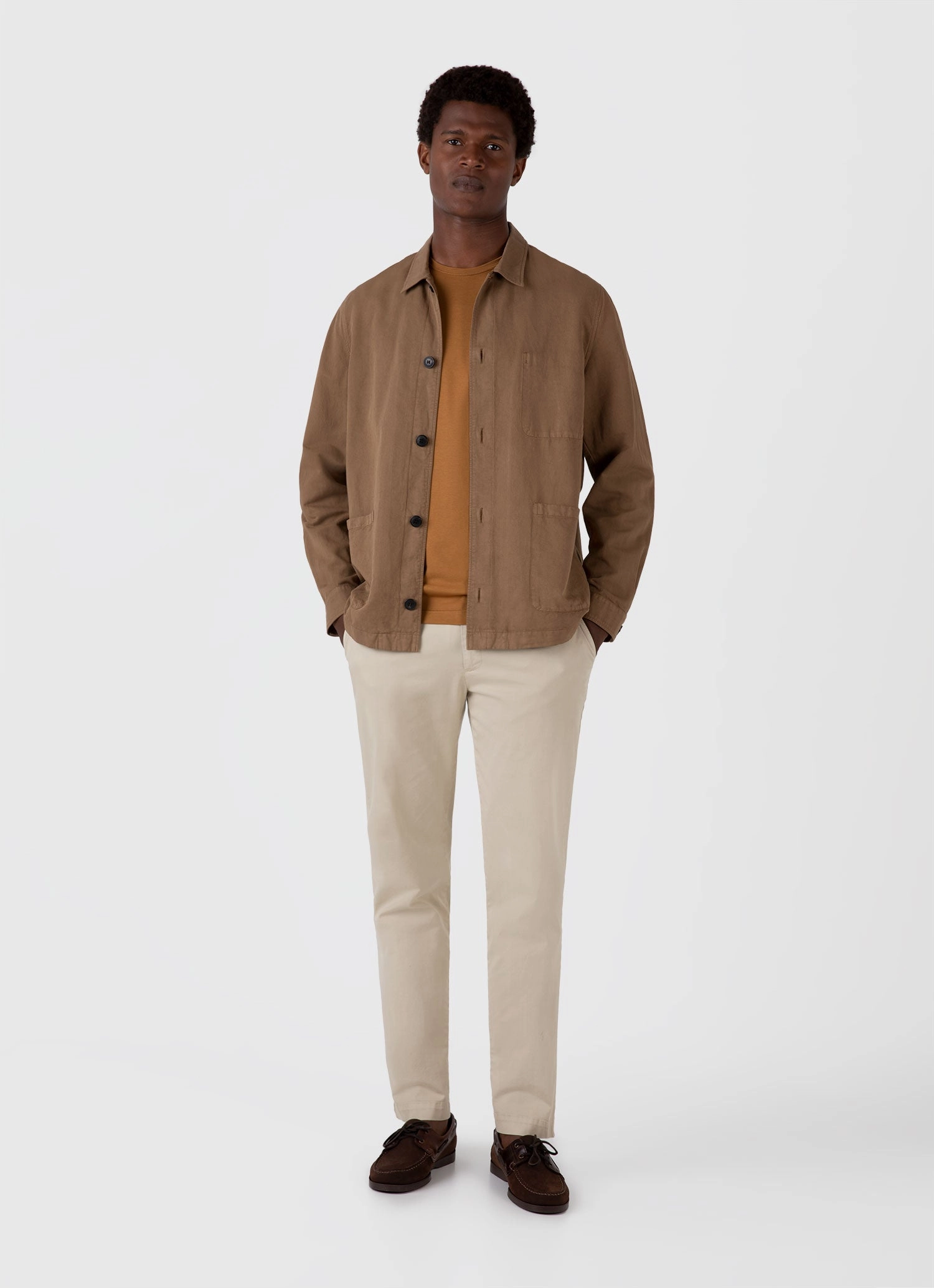 Men's Classic T-shirt in Golden Brown SoftenedNeckline Stylish Wearable