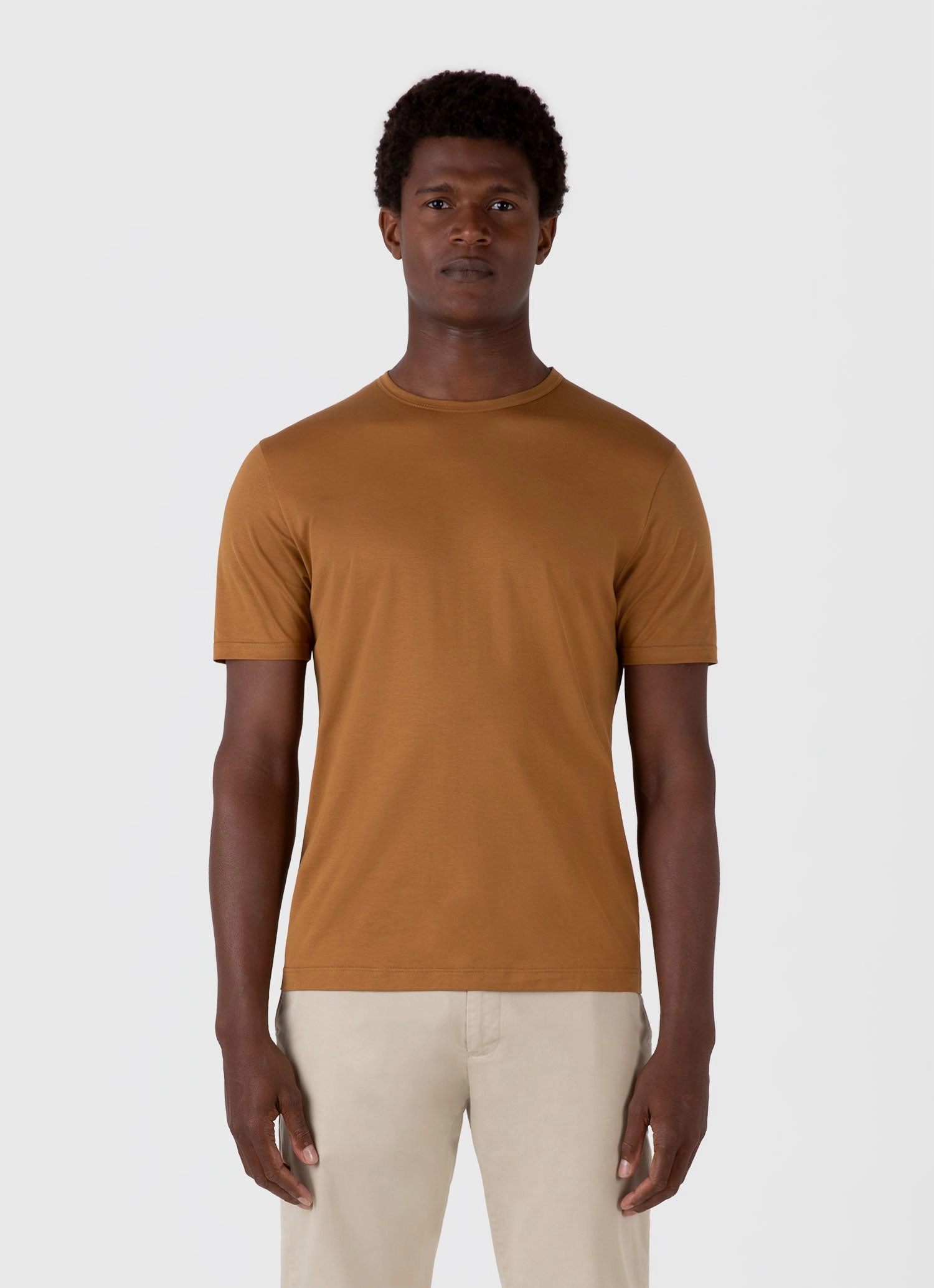 Trendy Top Comfy Wear Fit Men's Classic T-shirt in Golden Brown