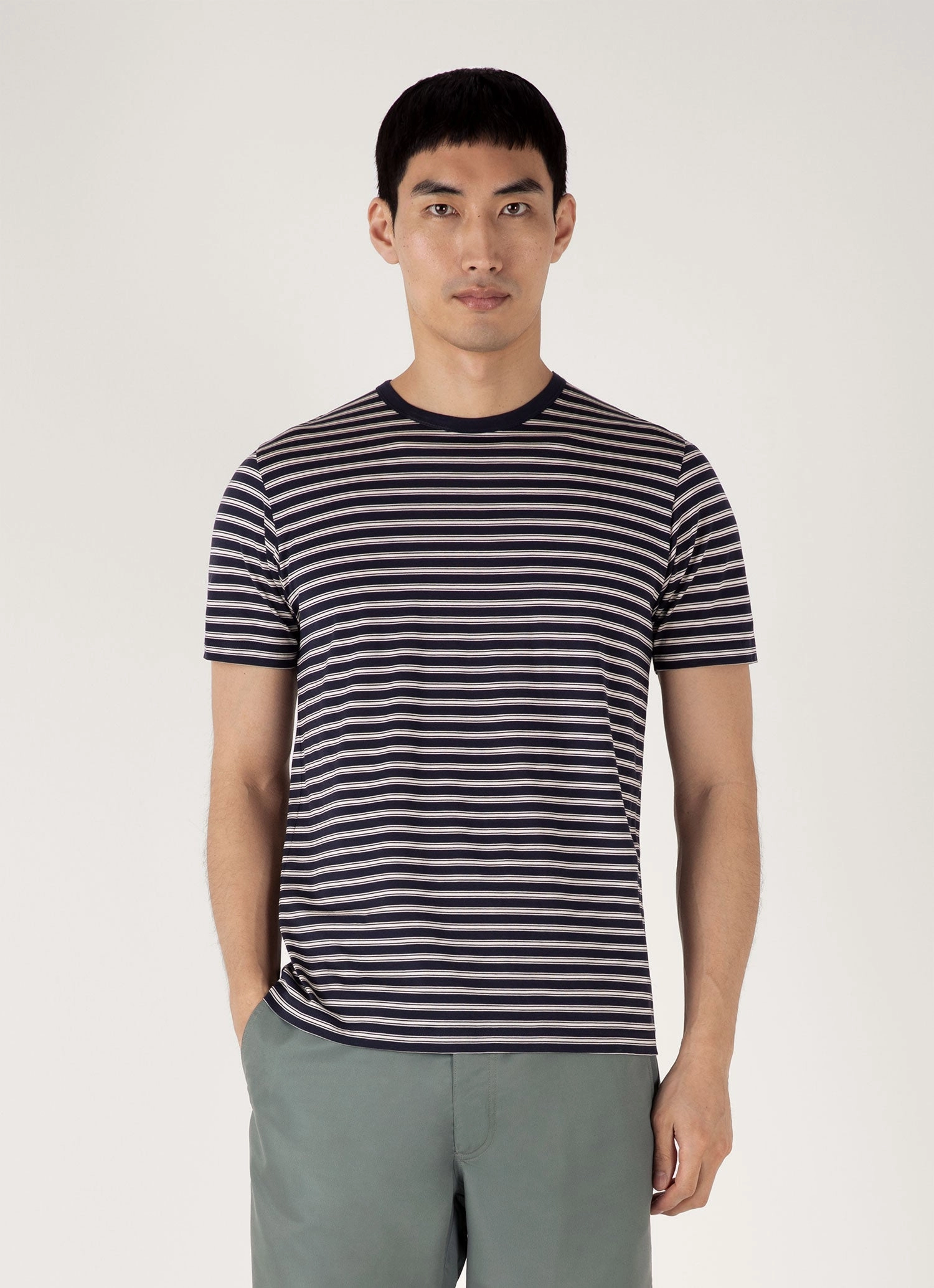 Men's Classic T-shirt in Navy/Undyed Layering Essential Cozy Fit