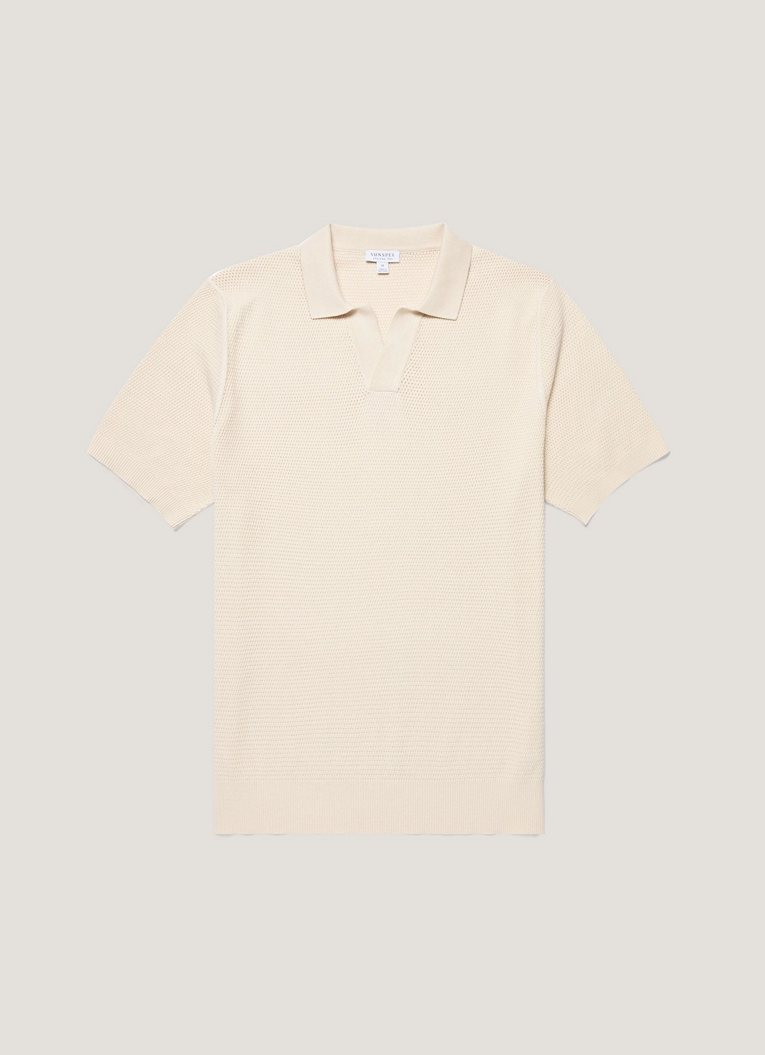 Vibrant Colors Flexible Comfort Men's Compact Mesh Knit Polo Shirt in Ecru