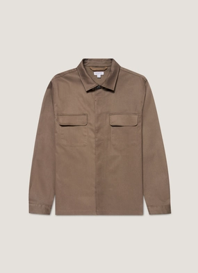 Men's Cotton Cashmere Overshirt in Dark Stone Water Shedding Finish bus ride Men's Cotton Cashmere Overshirt in Dark Stone