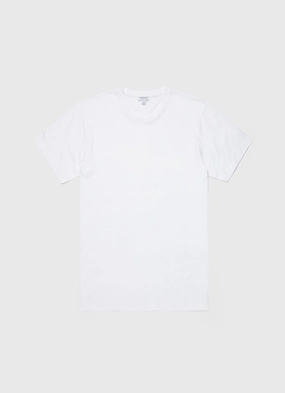 Men's Cotton Linen T-shirt in White Breathable Side Gussets Men's Cotton Linen T-shirt in White kids'