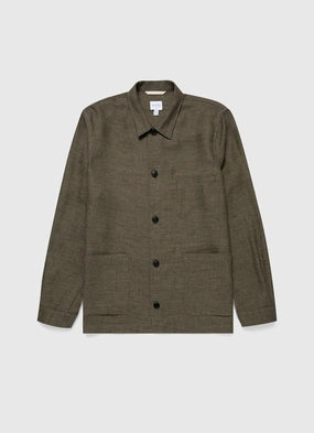Men's Cotton Linen Twill Twin Pocket Jacket in Khaki Urban Chic Insulated Lining Men's Cotton Linen Twill Twin Pocket Jacket in Khaki