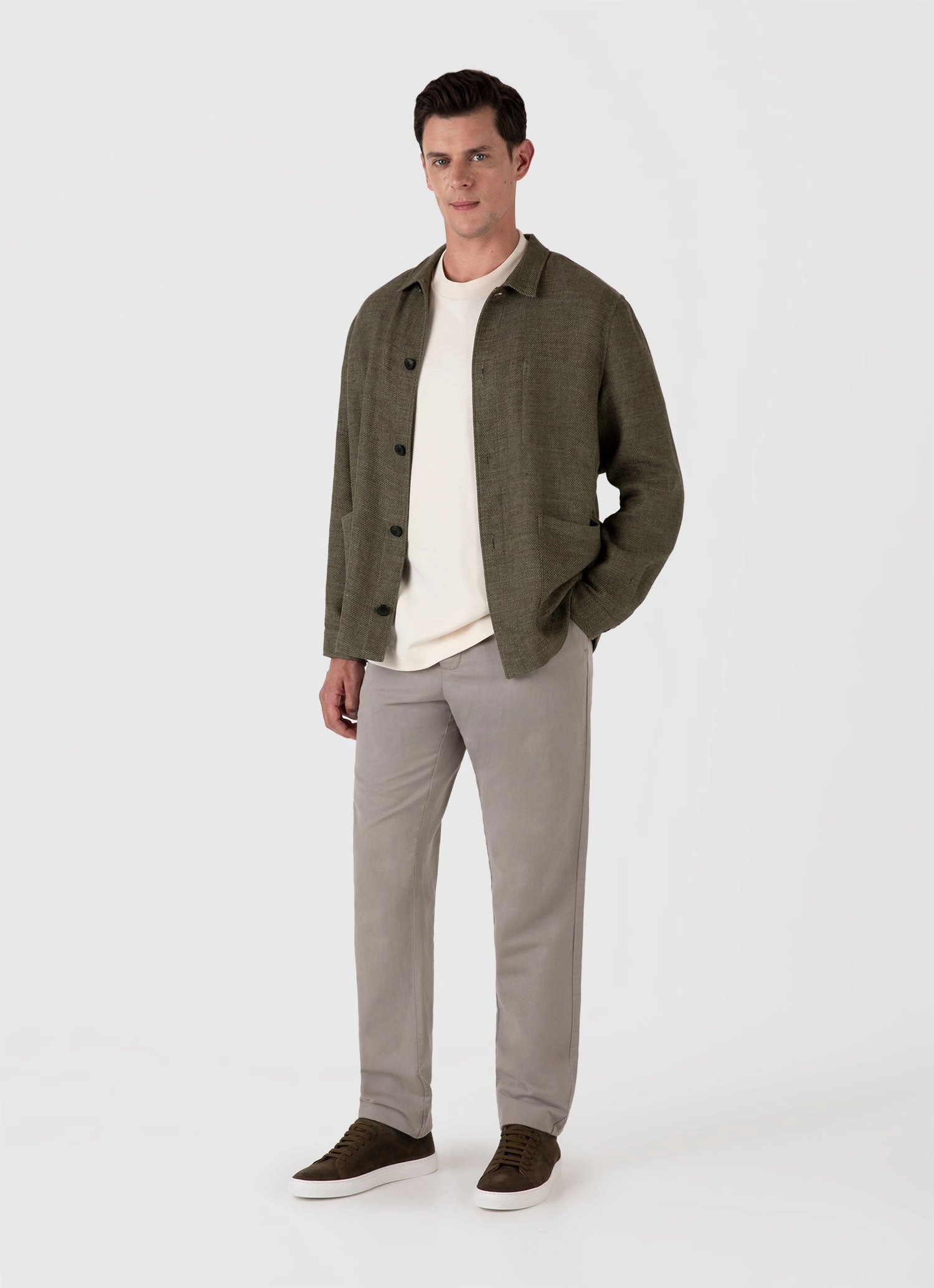 Men's Cotton Linen Twill Twin Pocket Jacket in Khaki Advice