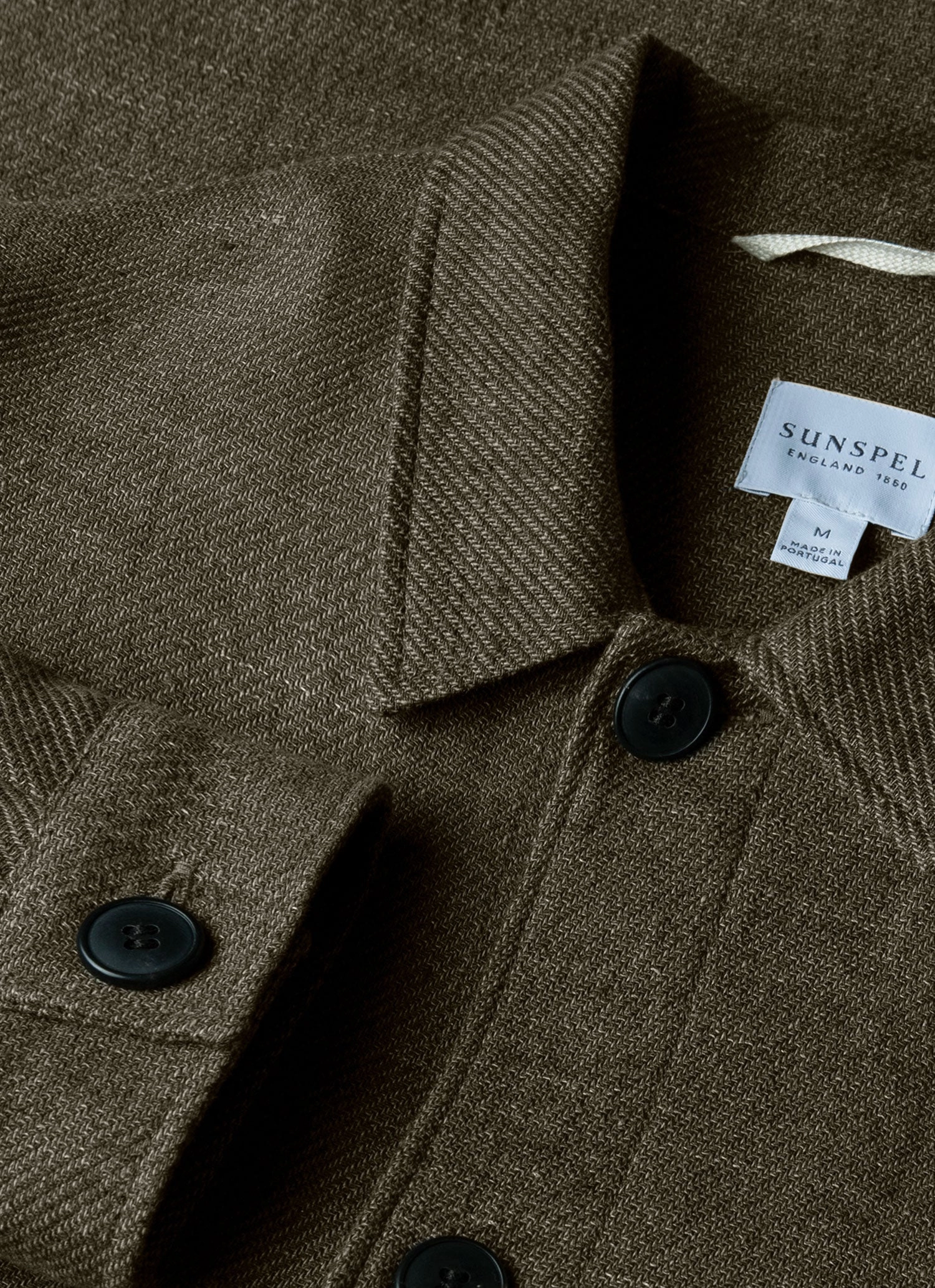 Men's Cotton Linen Twill Twin Pocket Jacket in Khaki Warm