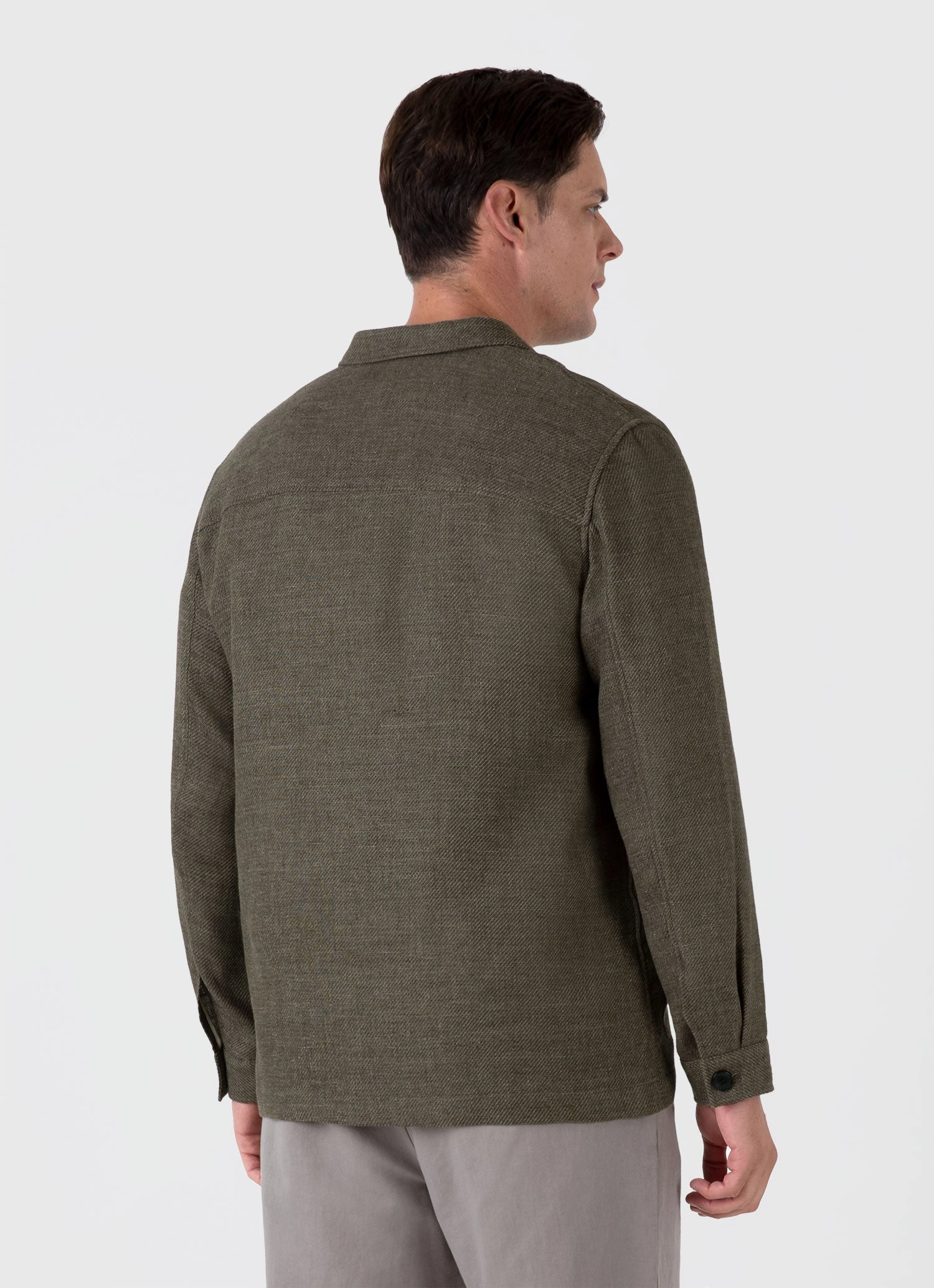 Soft Touch Observe Men's Cotton Linen Twill Twin Pocket Jacket in Khaki