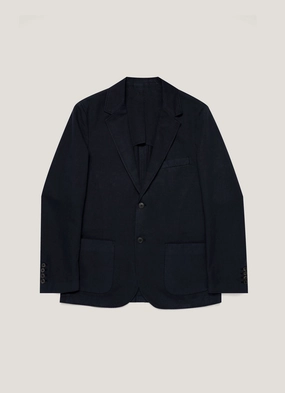Men's Cotton Linen Unstructured Blazer in Navy Gaucho pants Comfort Focused Design Men's Cotton Linen Unstructured Blazer in Navy