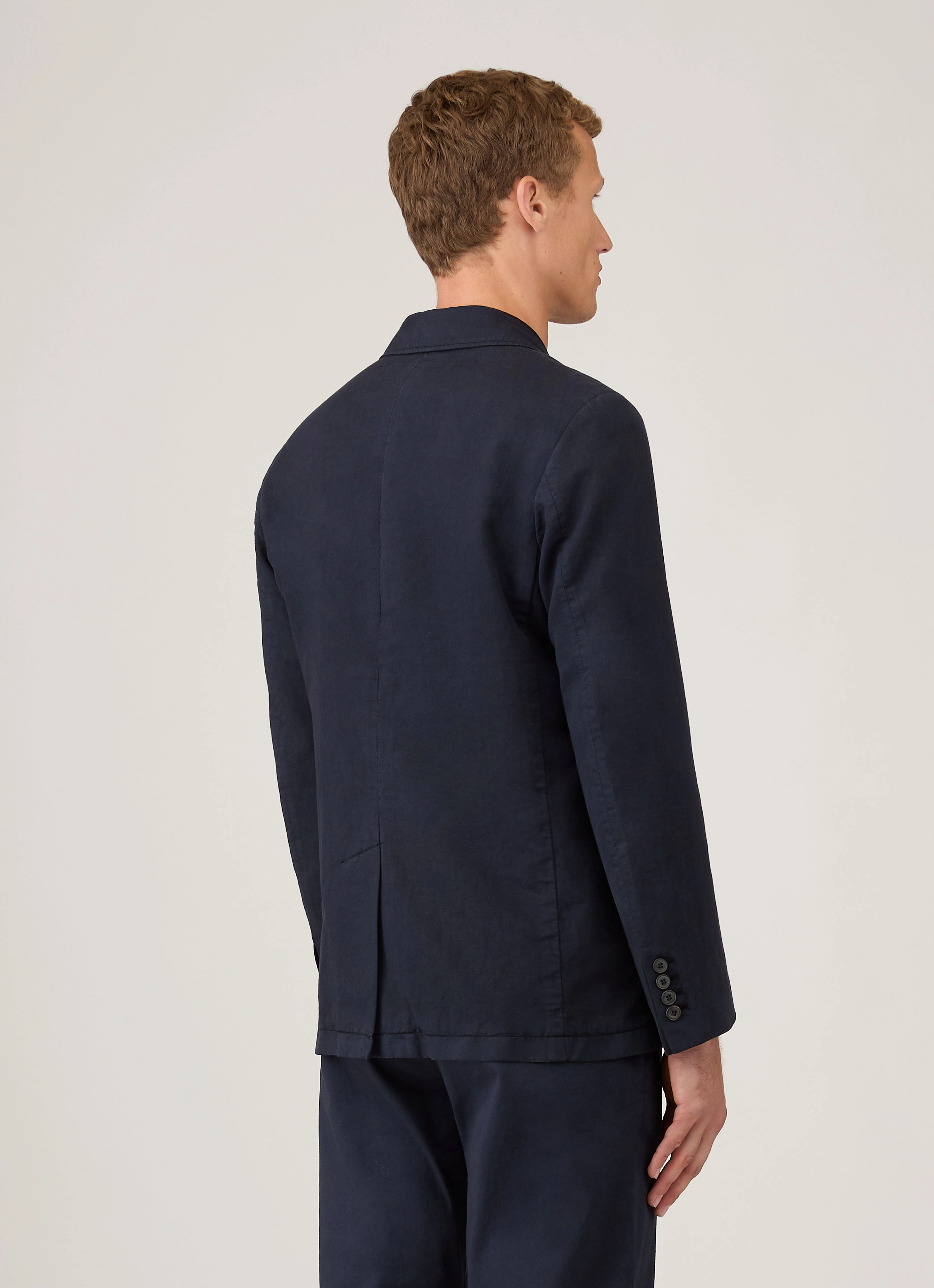 Lightweight Outerwear Men's Cotton Linen Unstructured Blazer in Navy