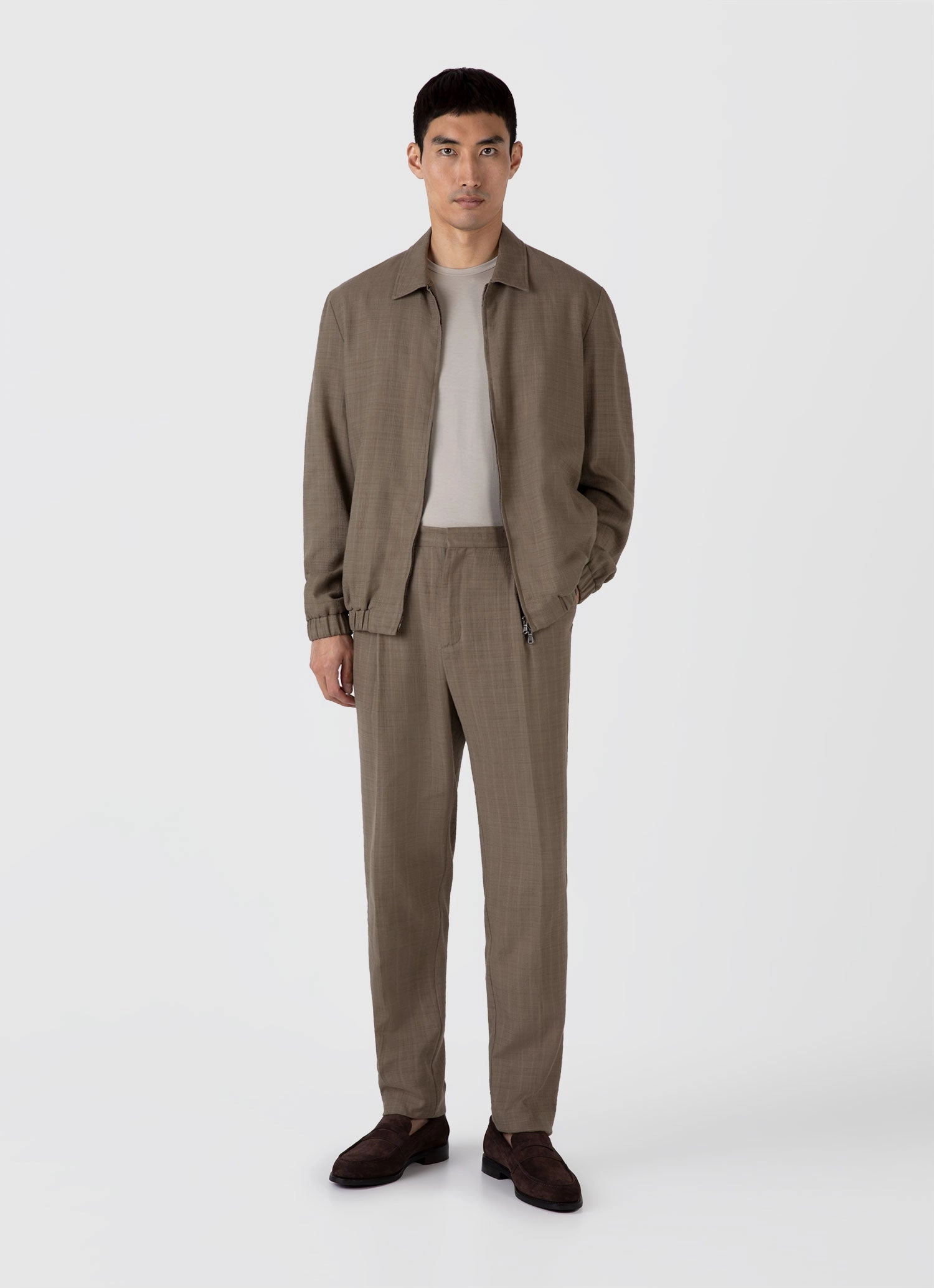 tag Men's Cotton Raffia Blouson Jacket in Dark Stone