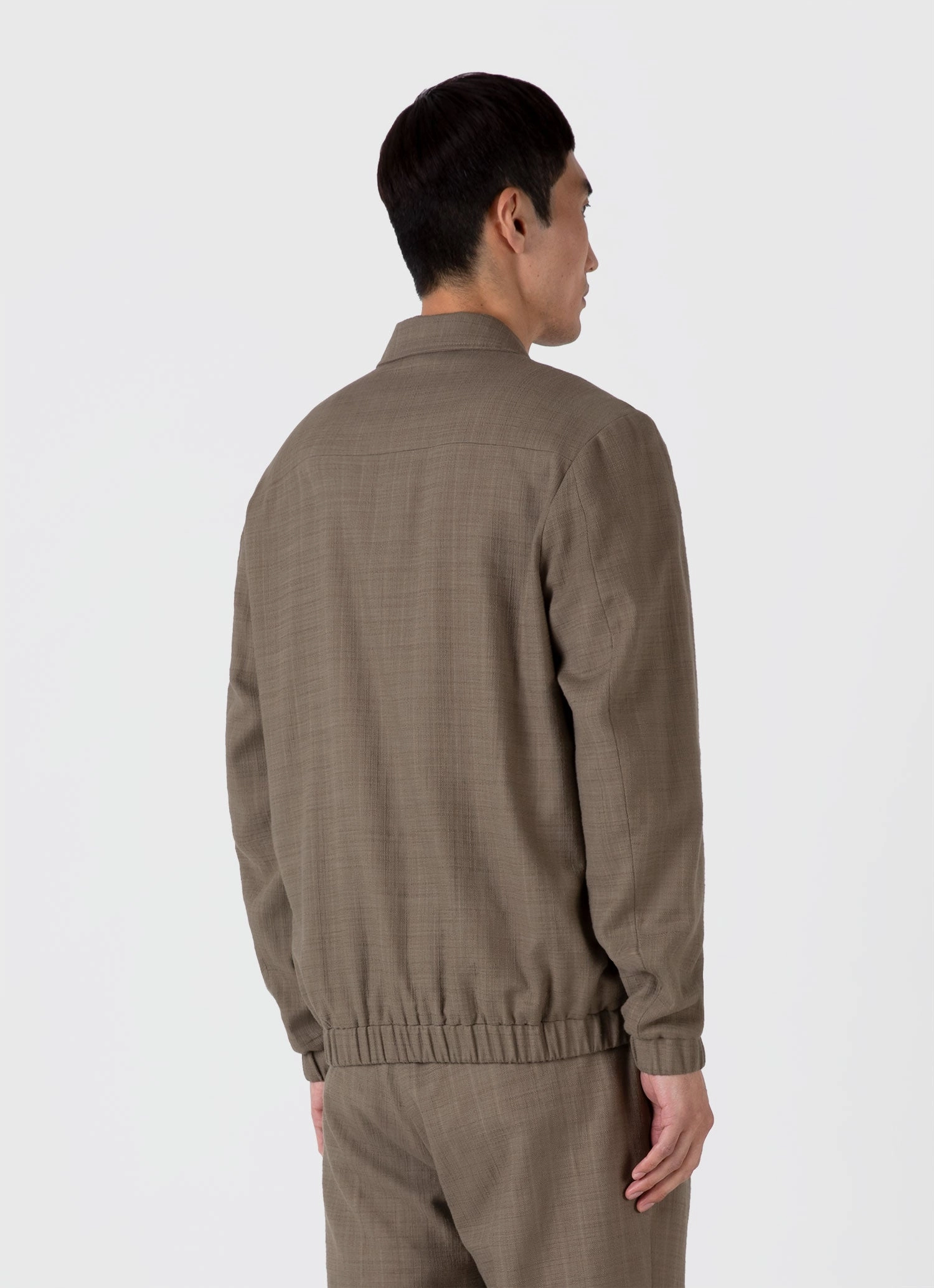 Reinforced Seams Men's Cotton Raffia Blouson Jacket in Dark Stone