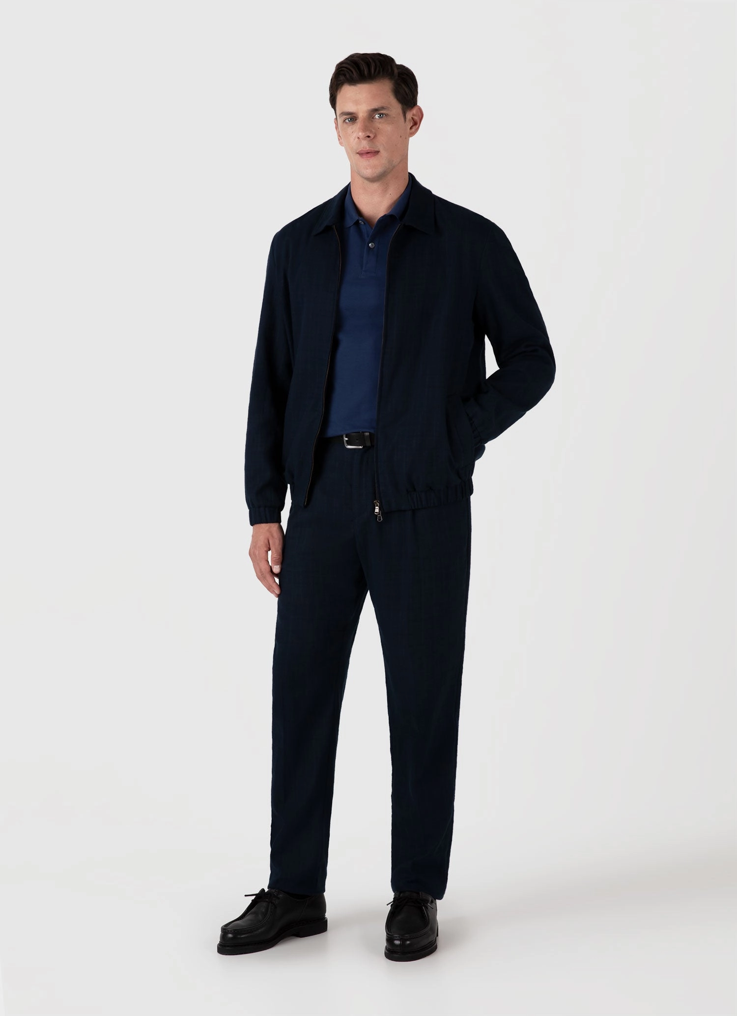 Men's Cotton Raffia Blouson Jacket in Navy ski holiday Antiperspirant